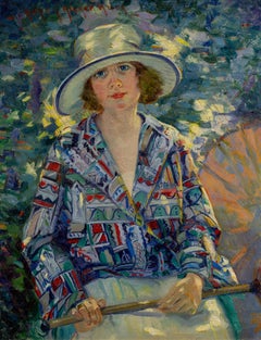 Signora con cappello da sole