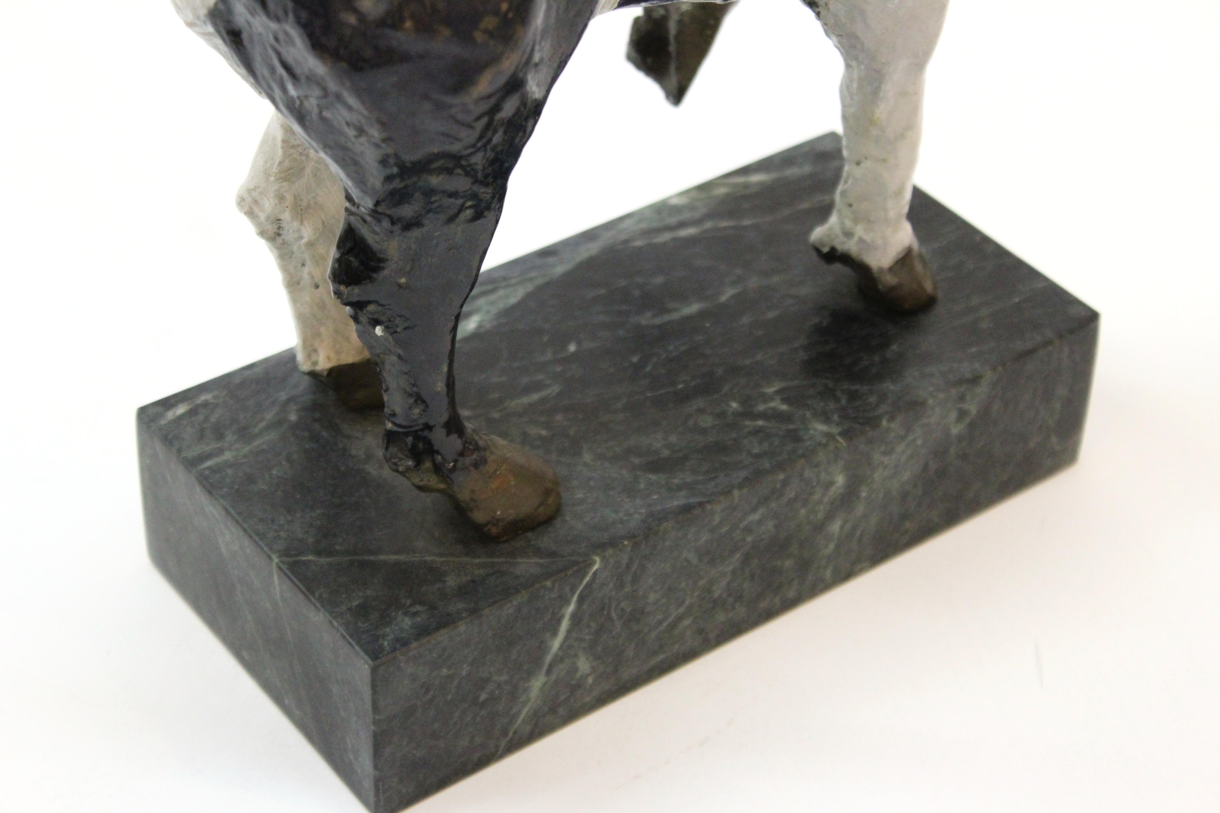 Susan Rowland Modern Painted Bronze Horse Sculpture on Marble Base 2