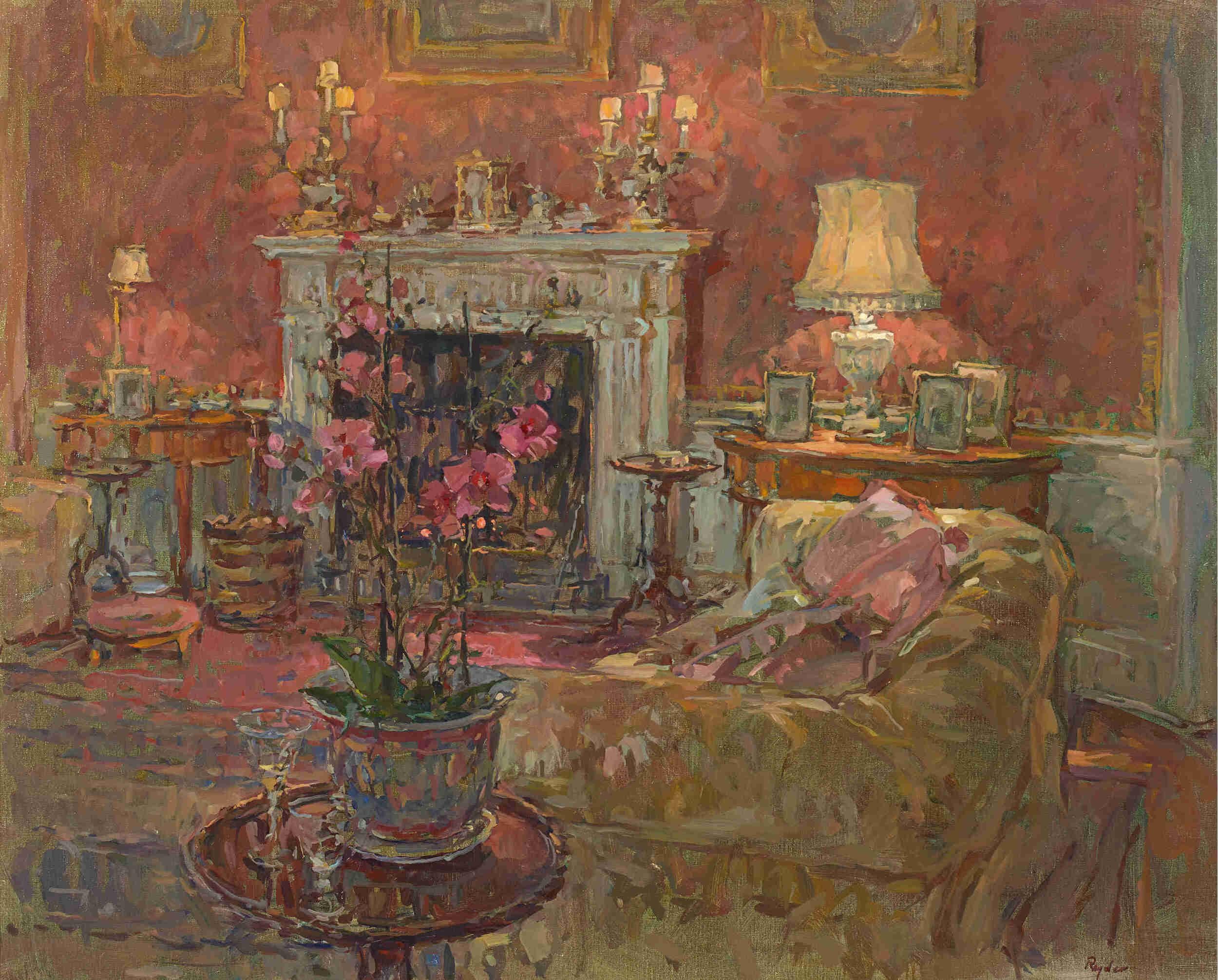 Morning Room with Orchid - Painting by Susan Ryder