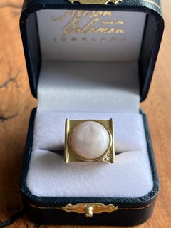 Susan Sadler Fresh Water Cultured Pearl Diamond 18k Yellow Gold Statement Ring