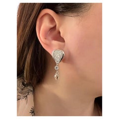 Susan Sadler Pavé Diamond & Briolette Drop Earrings in Platinum