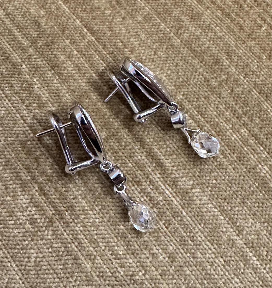 Susan Sadler Pavé Diamond & Briolette Drop Earrings in Platinum In Excellent Condition For Sale In La Jolla, CA