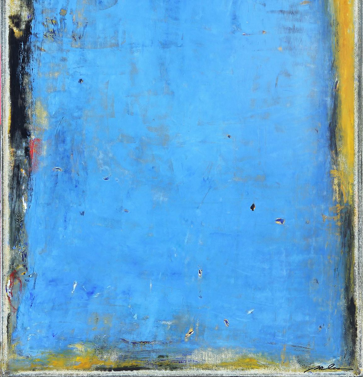 “Perfect Impartiality” Blue and Yellow Toned Longitudinal Color Field Abstract 2