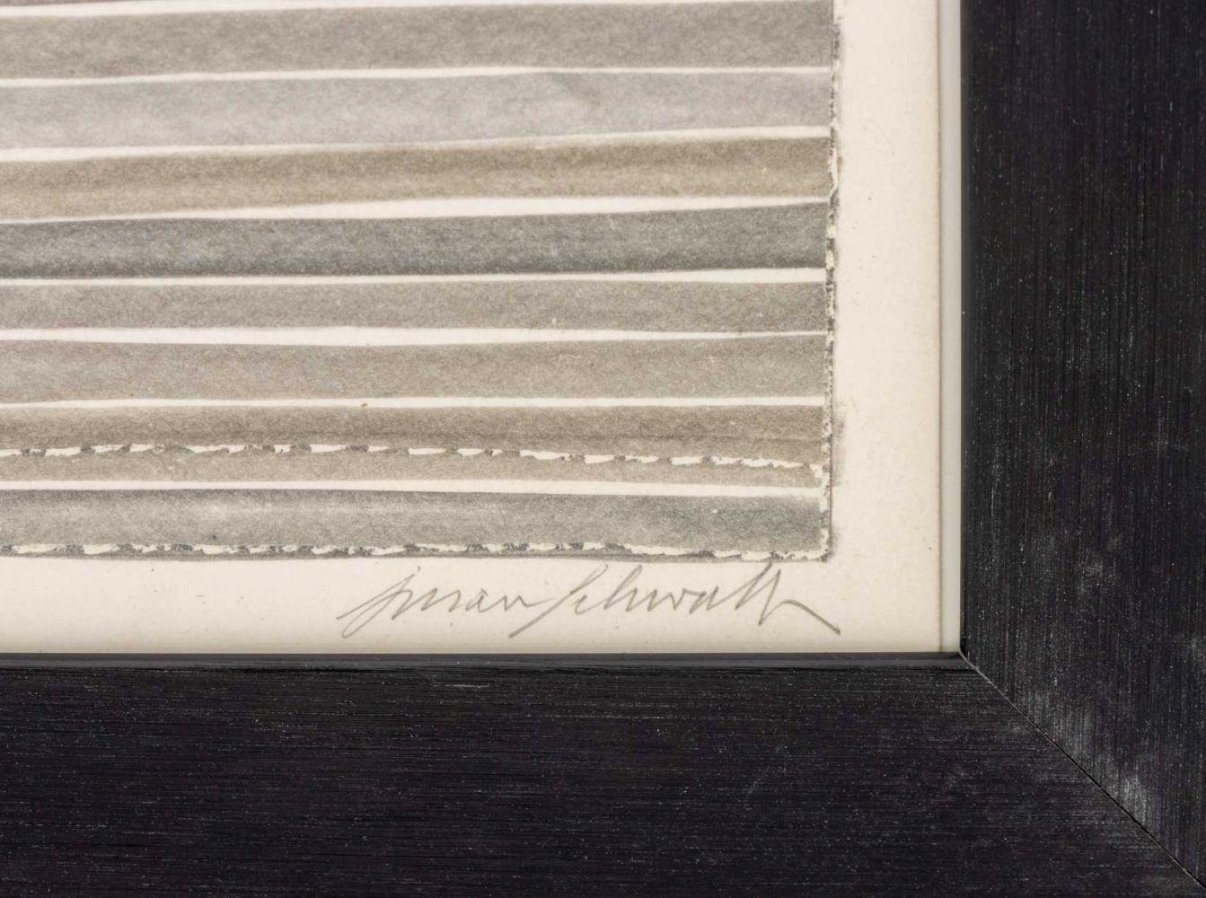 Lines Mixed Metalpoint Composition - Gold Abstract Drawing by Susan Schwalb