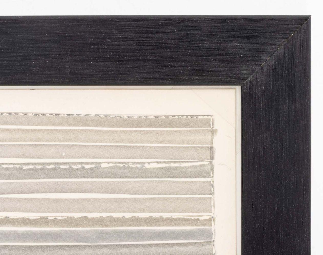 Susan Schwalb (American, b. 1944), Lines Composition, Copper, Gold, Platinum, Aluminum, Brass and Silverpoint on Clay Coated Paper, 2001, signed in pencil lower right, ebonized faux wood metal frame. 

Image: 4