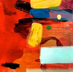 "Ver Rojo" Abstracción brillantemente coloreada en rojo intenso, negro y naranja, azul