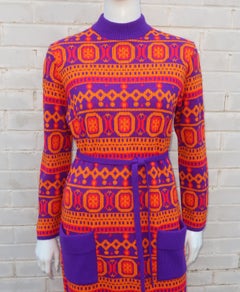 Susan Small English Mod Maxi Sweater Dress, 1970's