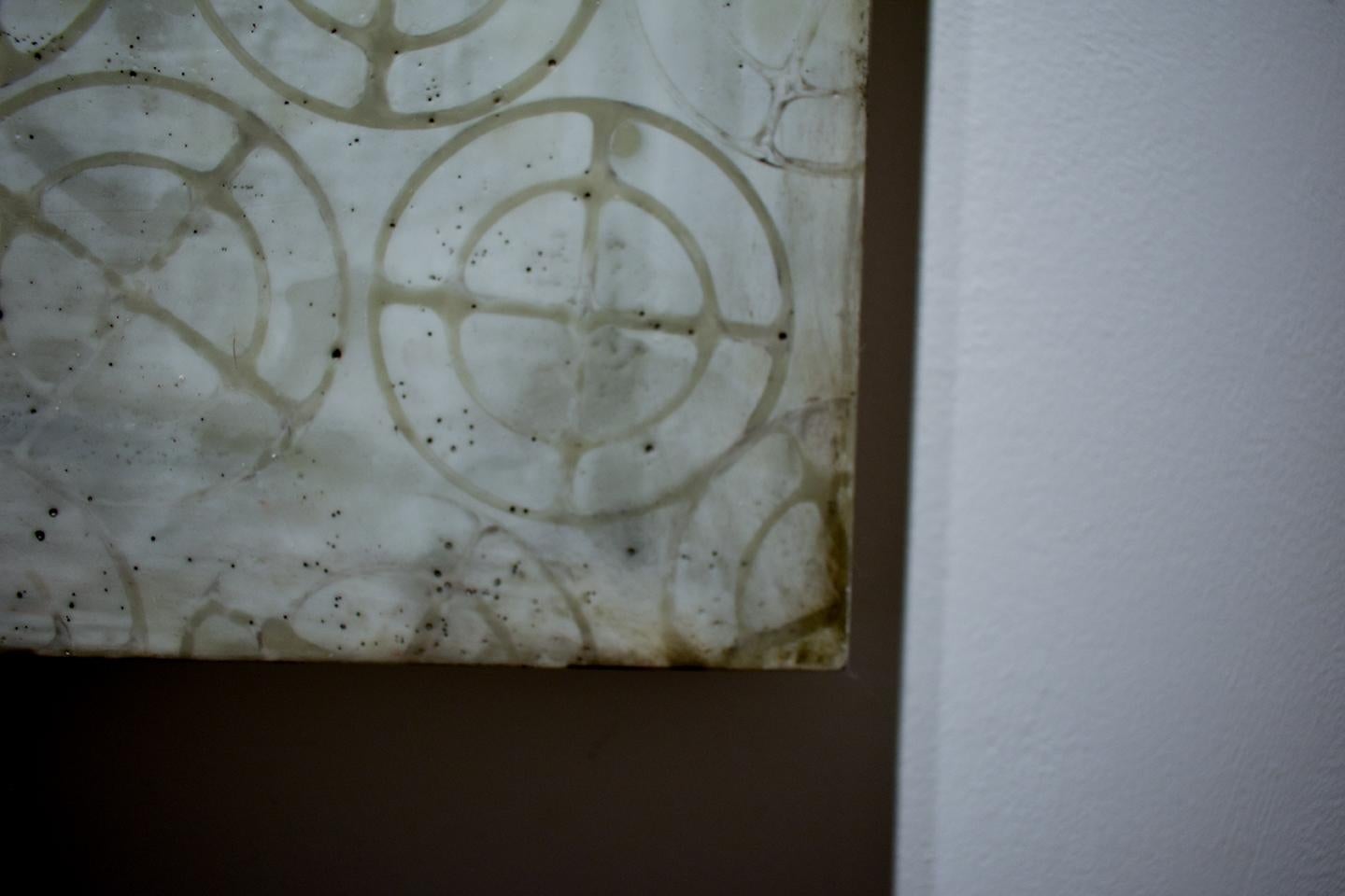 In the Absence (Abstract White & Gray Encaustic, Circular Motif) 1