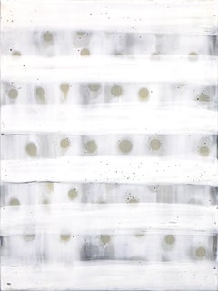 Reveries 2 (Abstract White Yellow and Gray Vertical Encaustic Work on Panel)