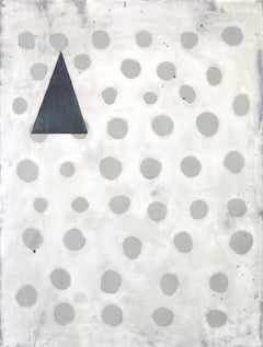 Reveries 6 (Abstract White Yellow and Gray Vertical Encaustic Work on Panel)