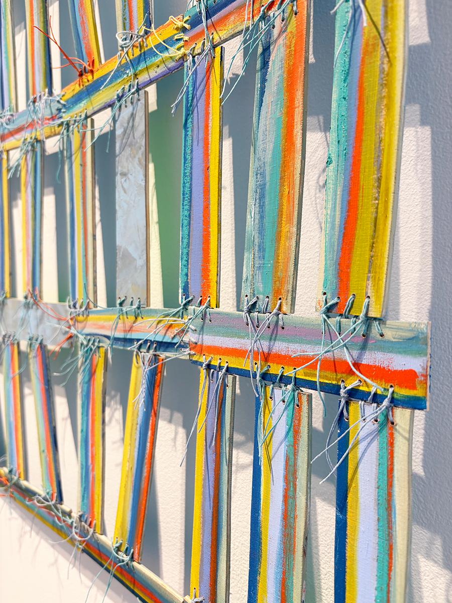 Mnemonic Rhythm (Bright, Multicolored Textile Inspired Abstract Wall Sculpture) For Sale 1