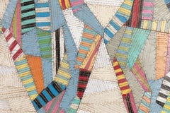 "Diamond Quilt" - a Contemporary, Colorful, Eclectic, Hand-Sewn Cardboard Quilt