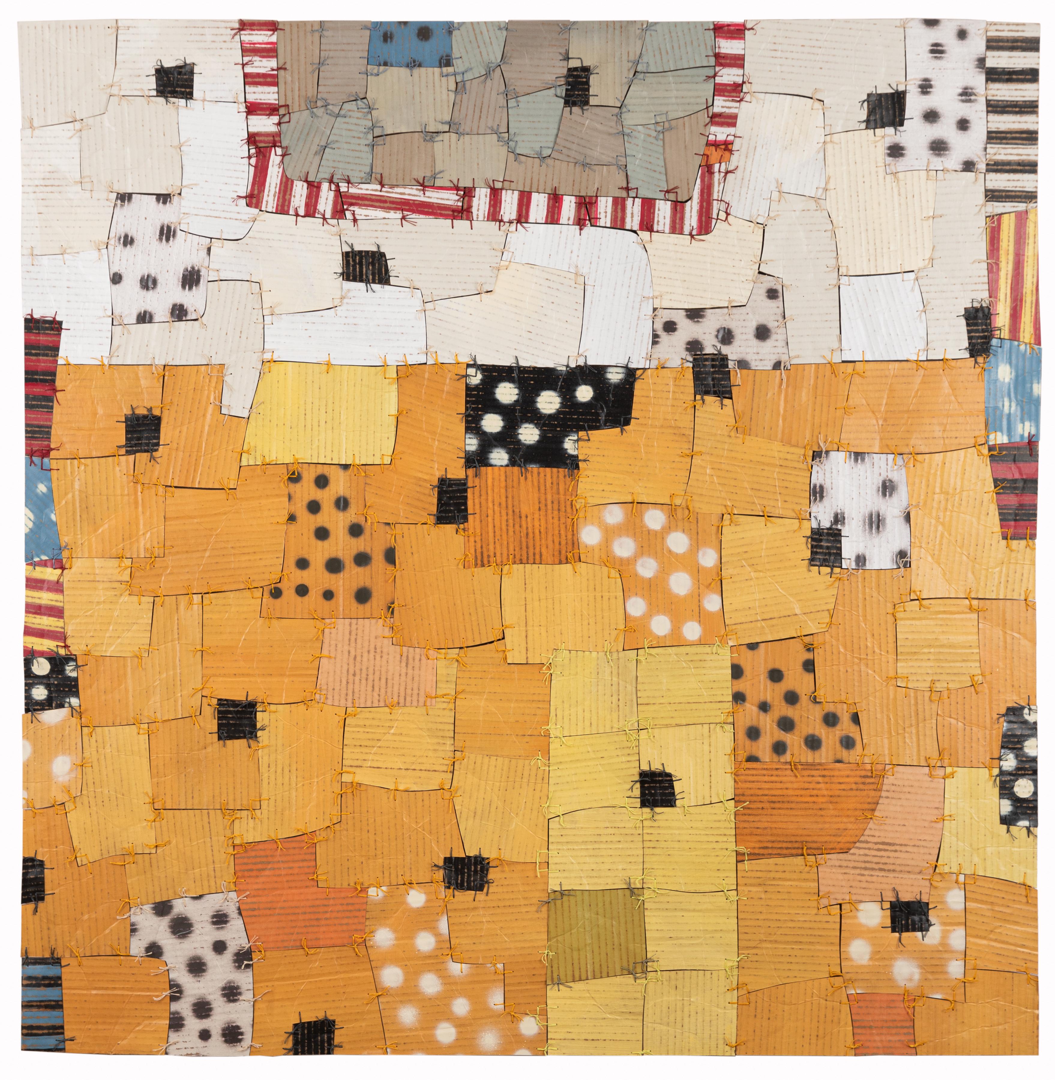 "Drenched in Enthusiasm" - a Contemporary, Eclectic, Hand-Sewn Cardboard Quilt