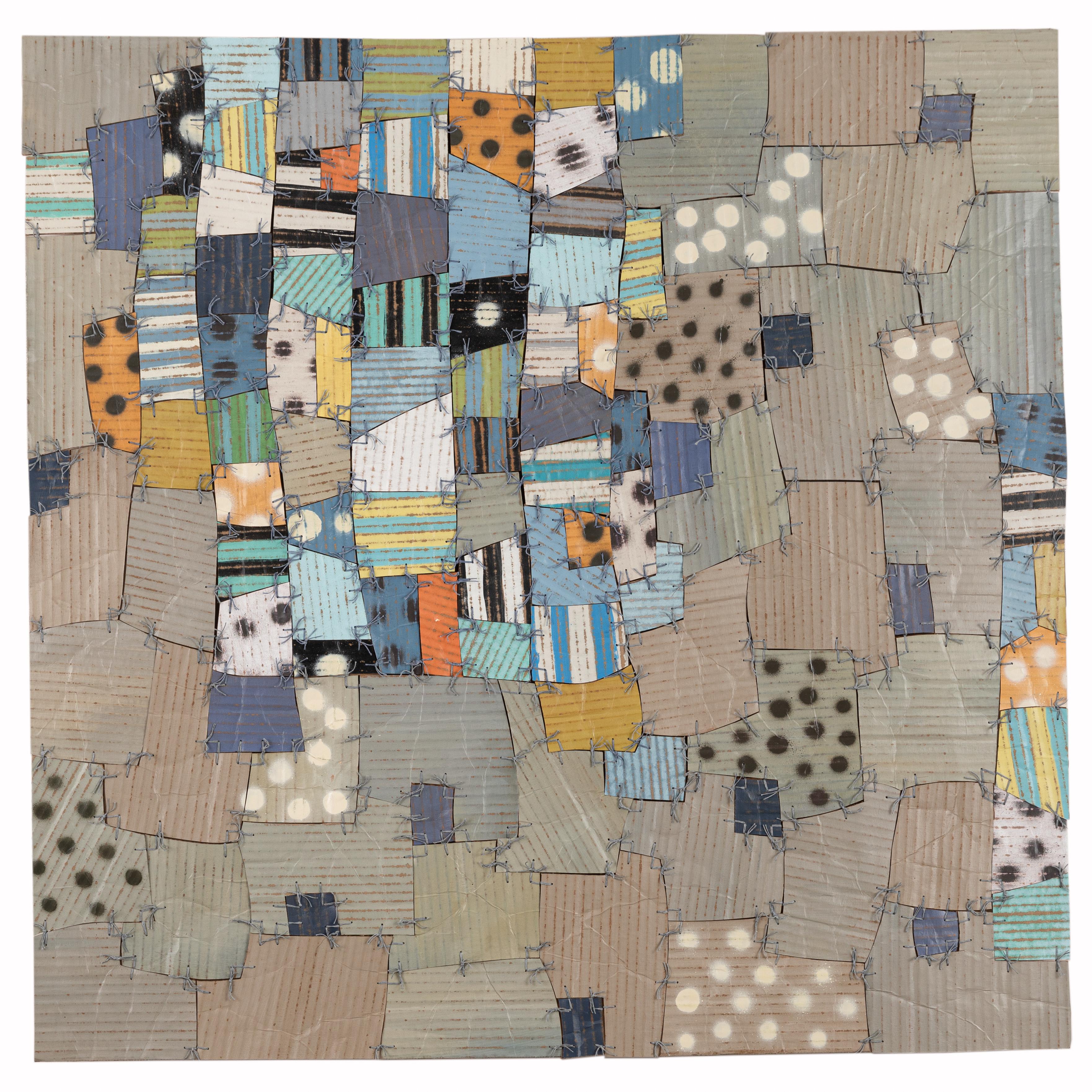 "Elusive Sleep" - a Contemporary, Colorful, Eclectic, Hand-Sewn Cardboard Quilt