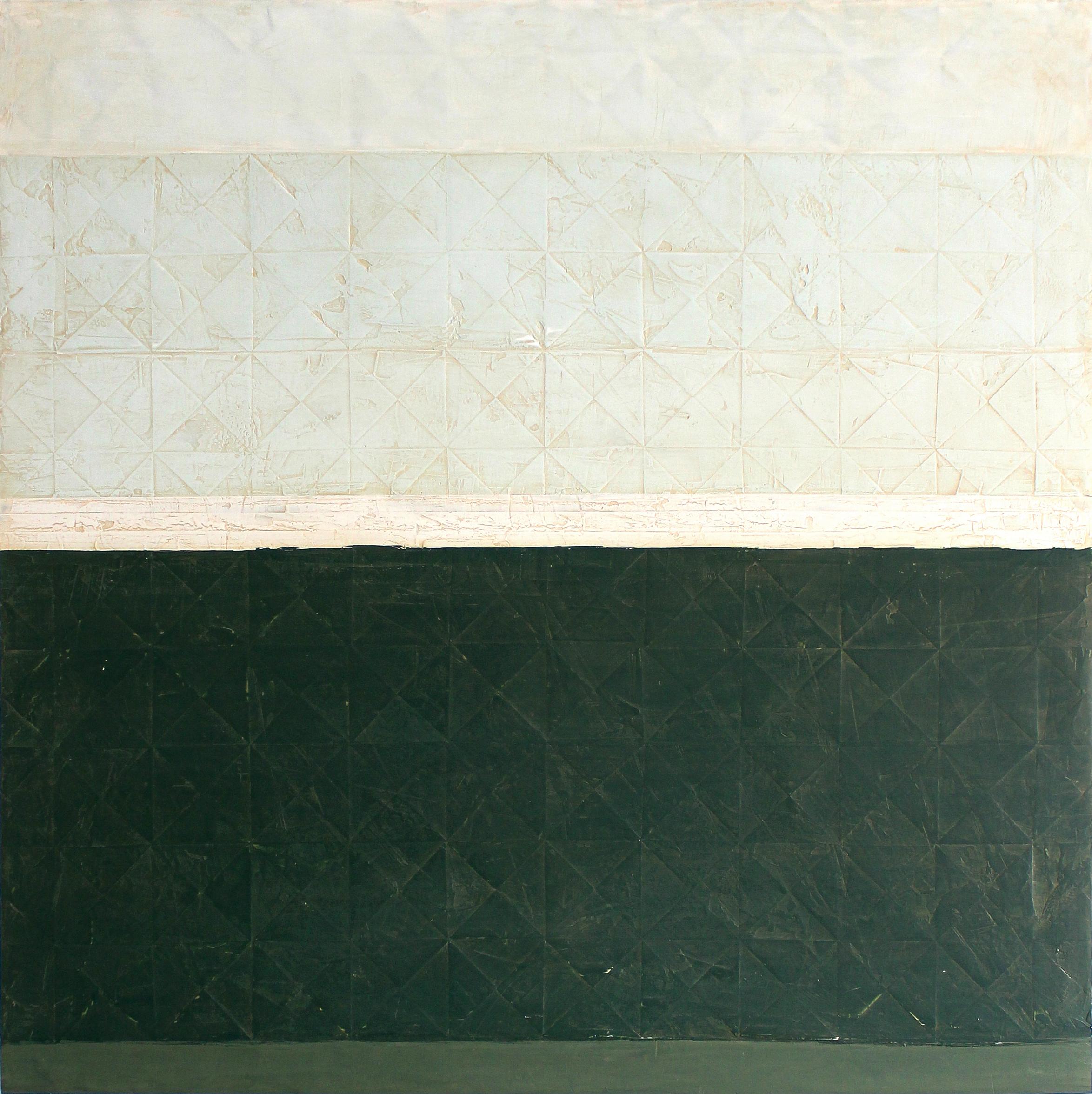 Neutral Abstract Painting Contemporary Mixed Media on Panel Textured Square