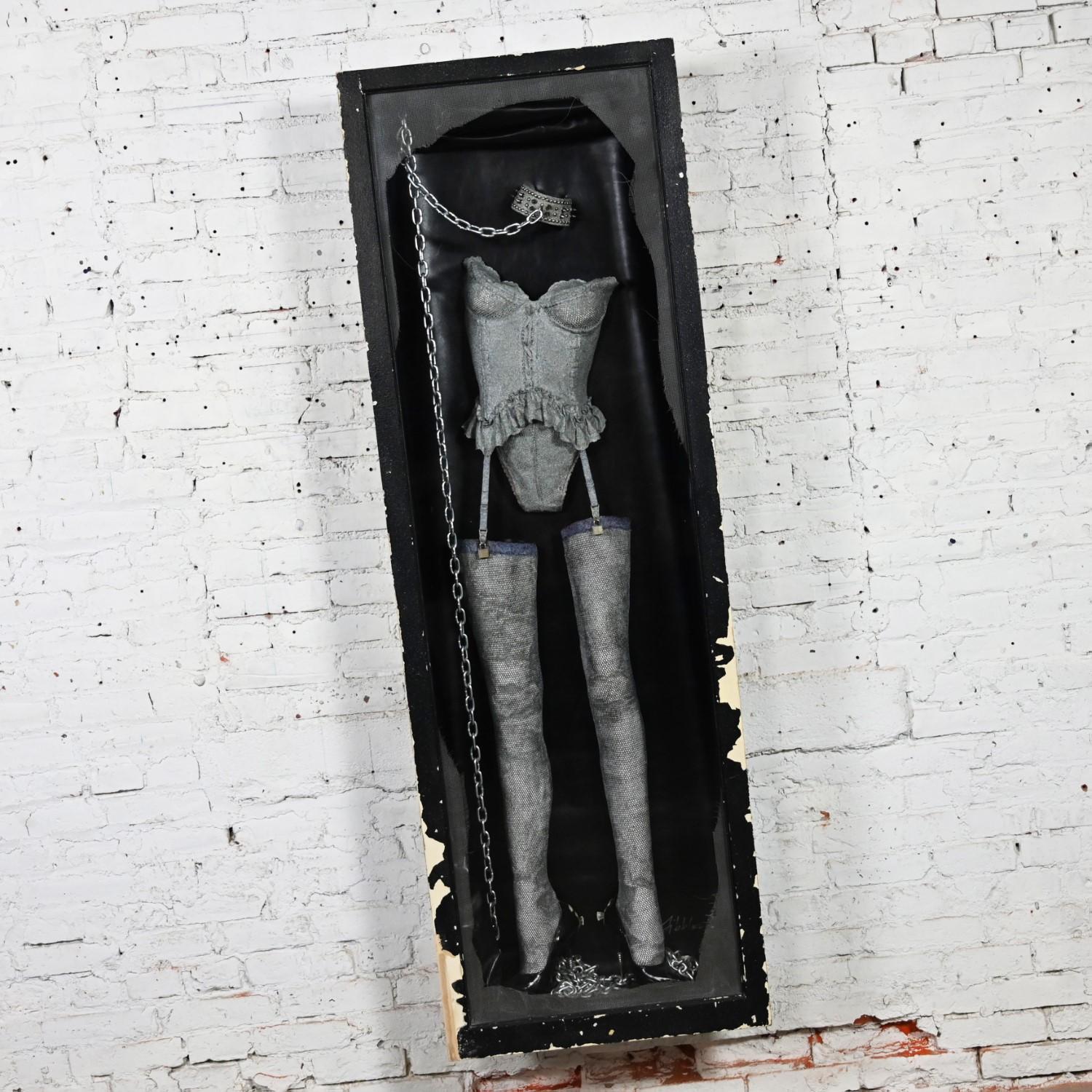 Bohemian Susan Tibbles Life Sized Art Assemblage “Master Lock” Framed Sculpture Distresse For Sale