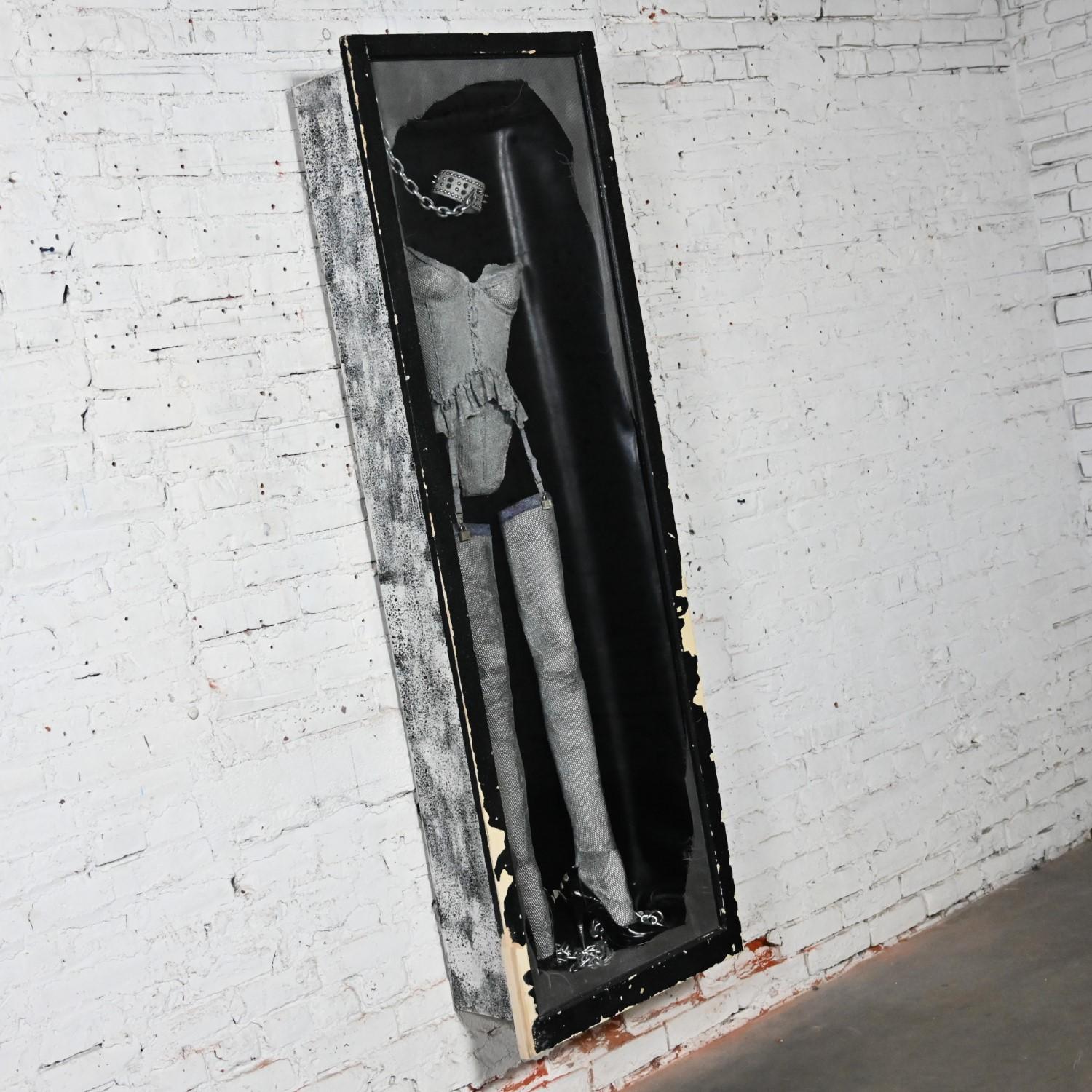 Metal Susan Tibbles Life Sized Art Assemblage “Master Lock” Framed Sculpture Distresse For Sale