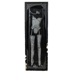 Used Susan Tibbles Life Sized Art Assemblage “Master Lock” Framed Sculpture Distresse