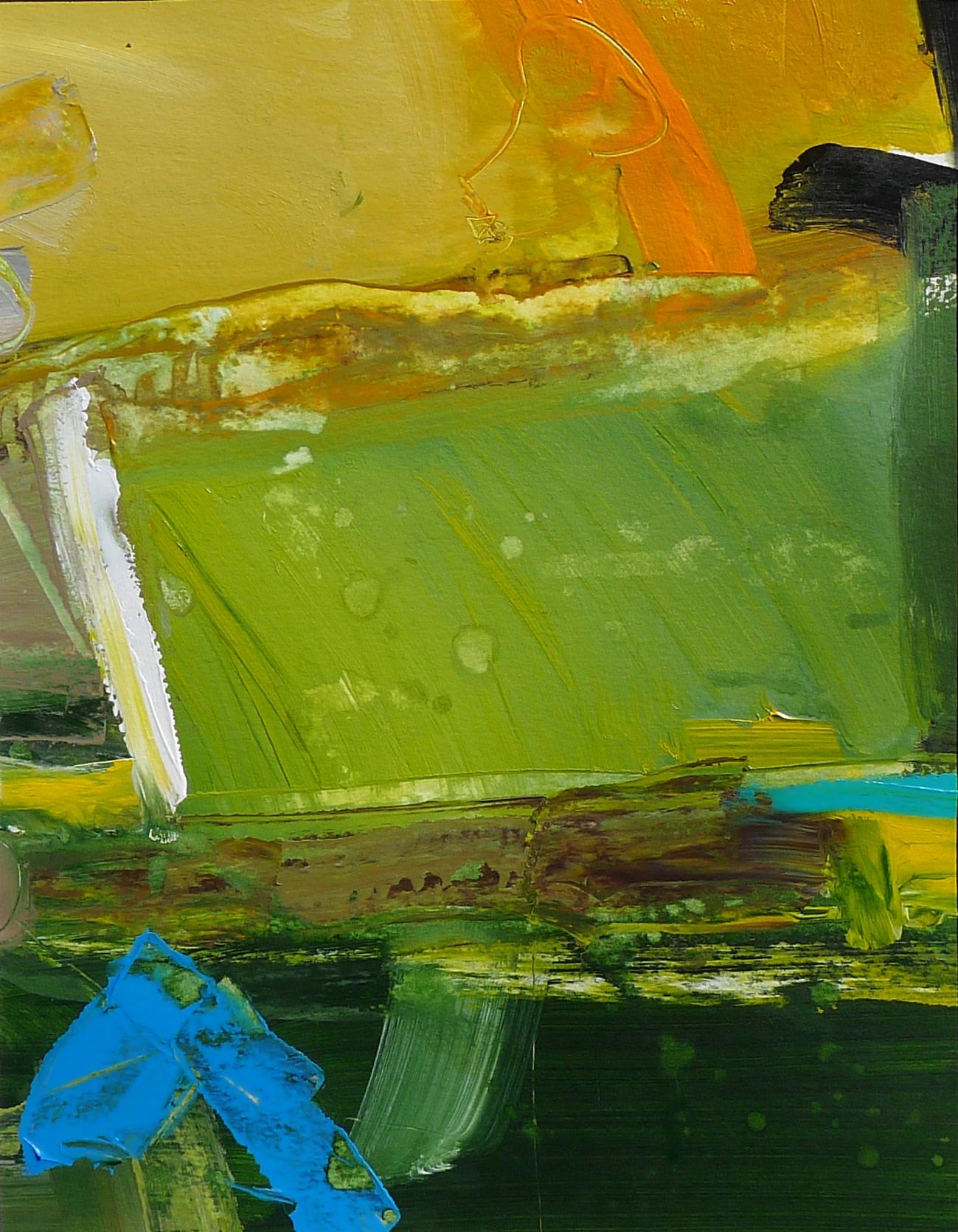 Abstract Painting de Susan Ulrich - Campo verde, Pintura, Acrílico sobre papel