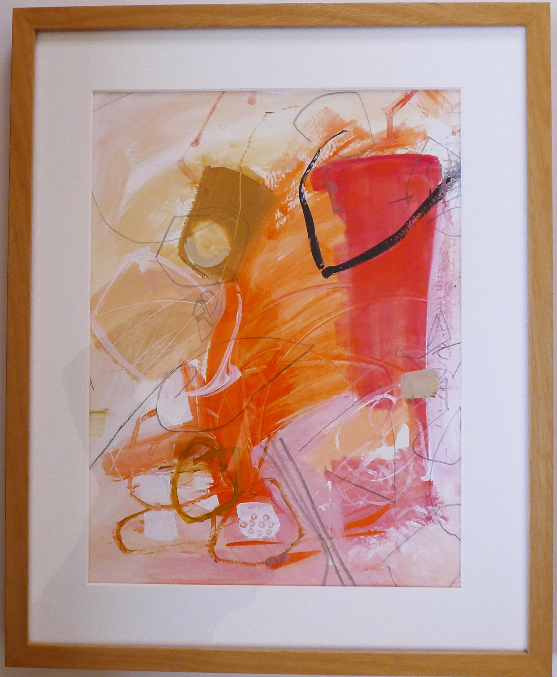 Soft Fall, Painting, Acrylic on Paper - Brown Abstract Painting by Susan Ulrich