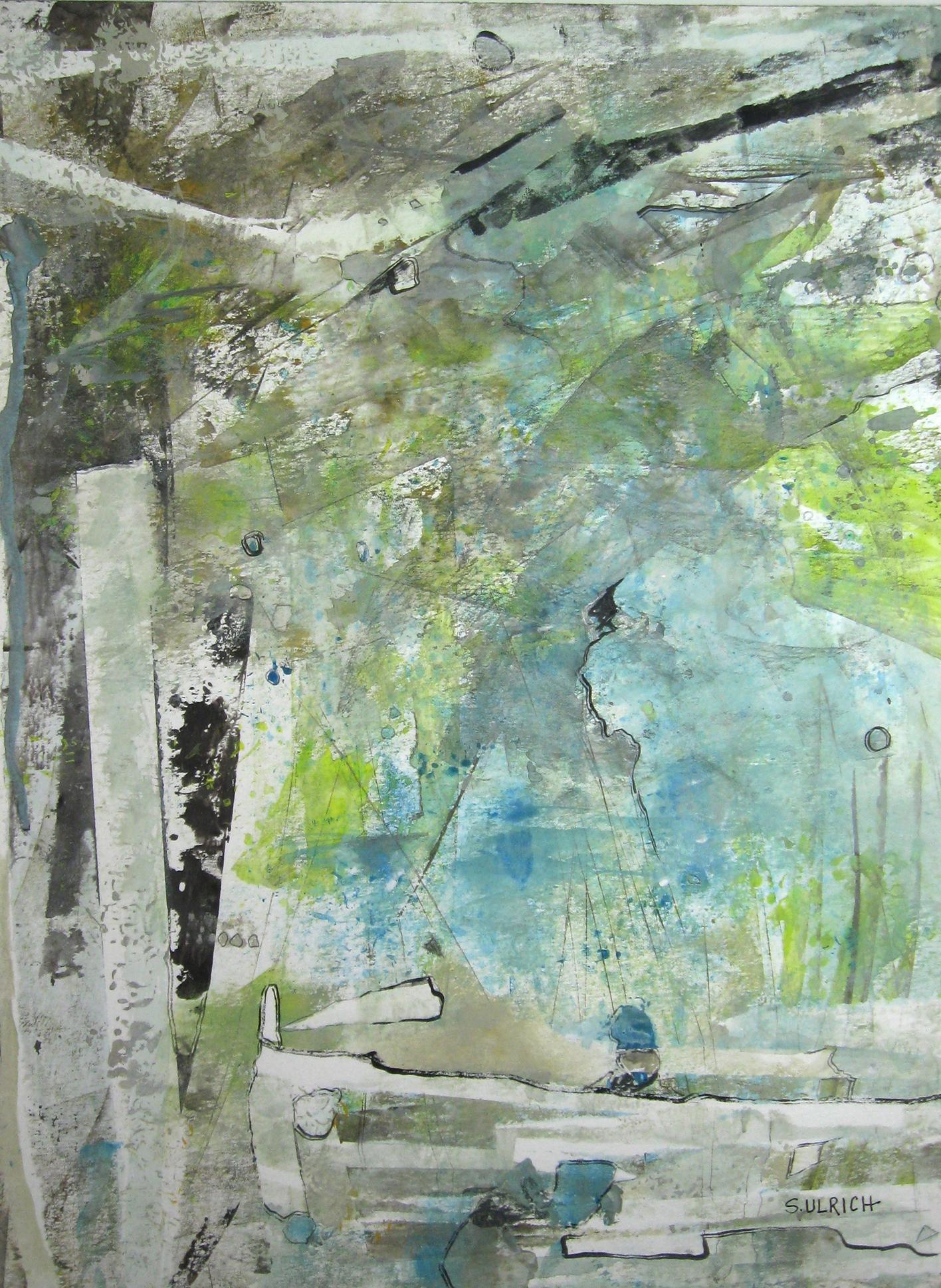 Abstract Painting di Susan Ulrich - Terraqueous I, Pittura, Gouache su carta
