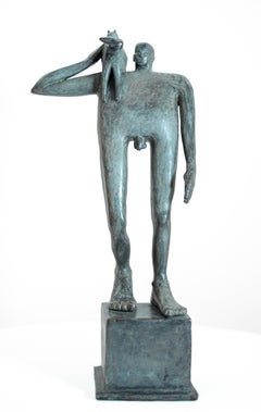 Fetch - contemporary, figurative, bronze, indoor tabletop sculpture