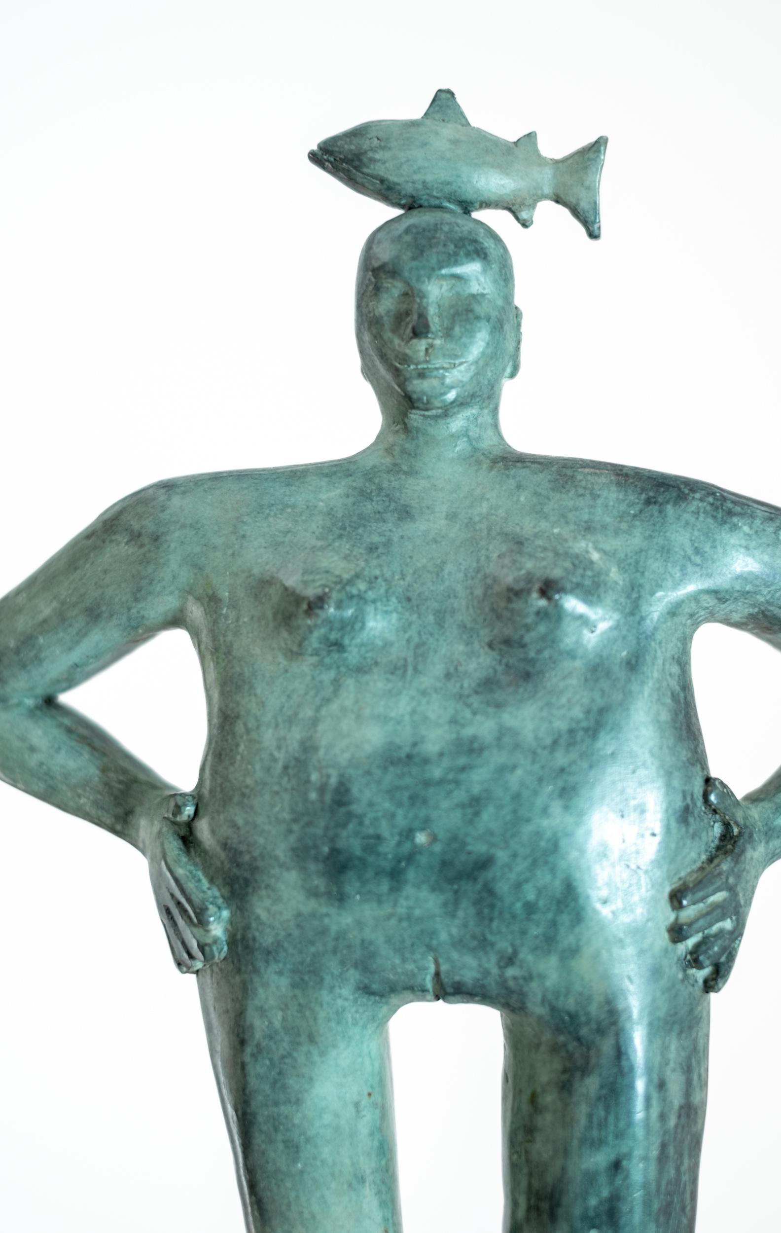 Perch - scultura contemporanea, figurativa, in bronzo, da tavolo per interni in vendita 1