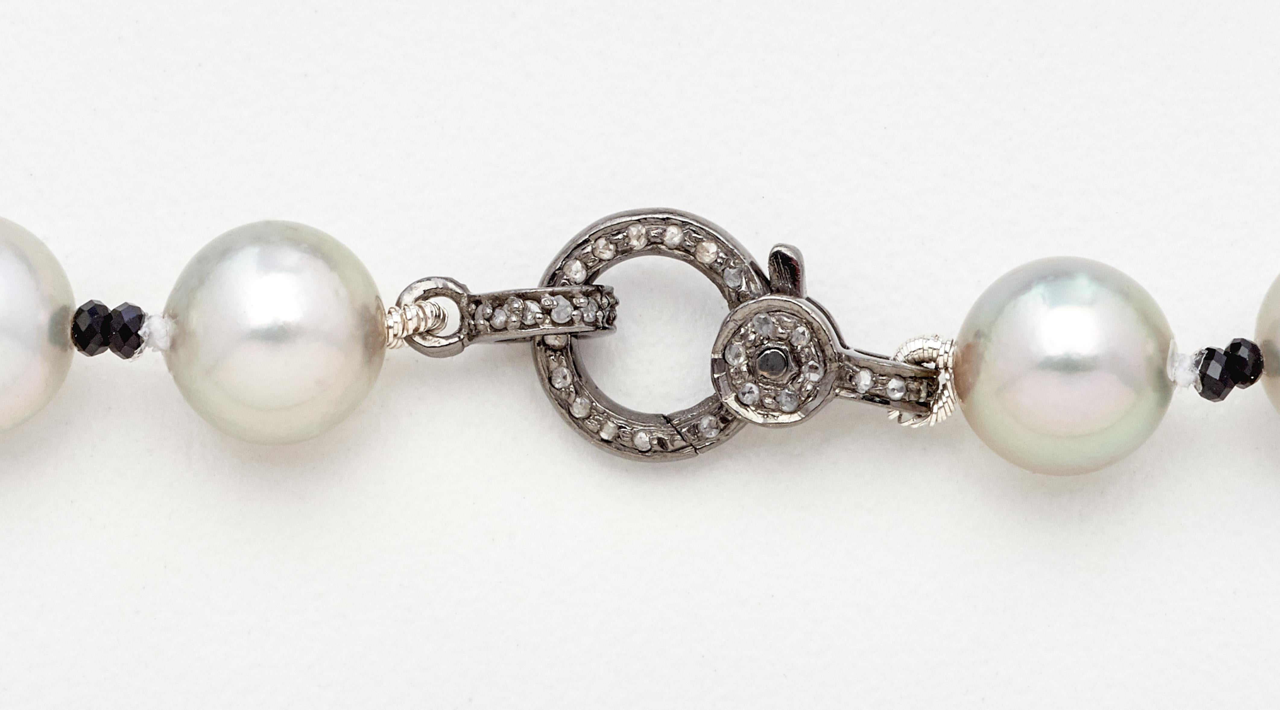 Susan VanGilder Akoya Pearl & Sterling Silver Sapphire Bracelet In New Condition In Mount Kisco, NY