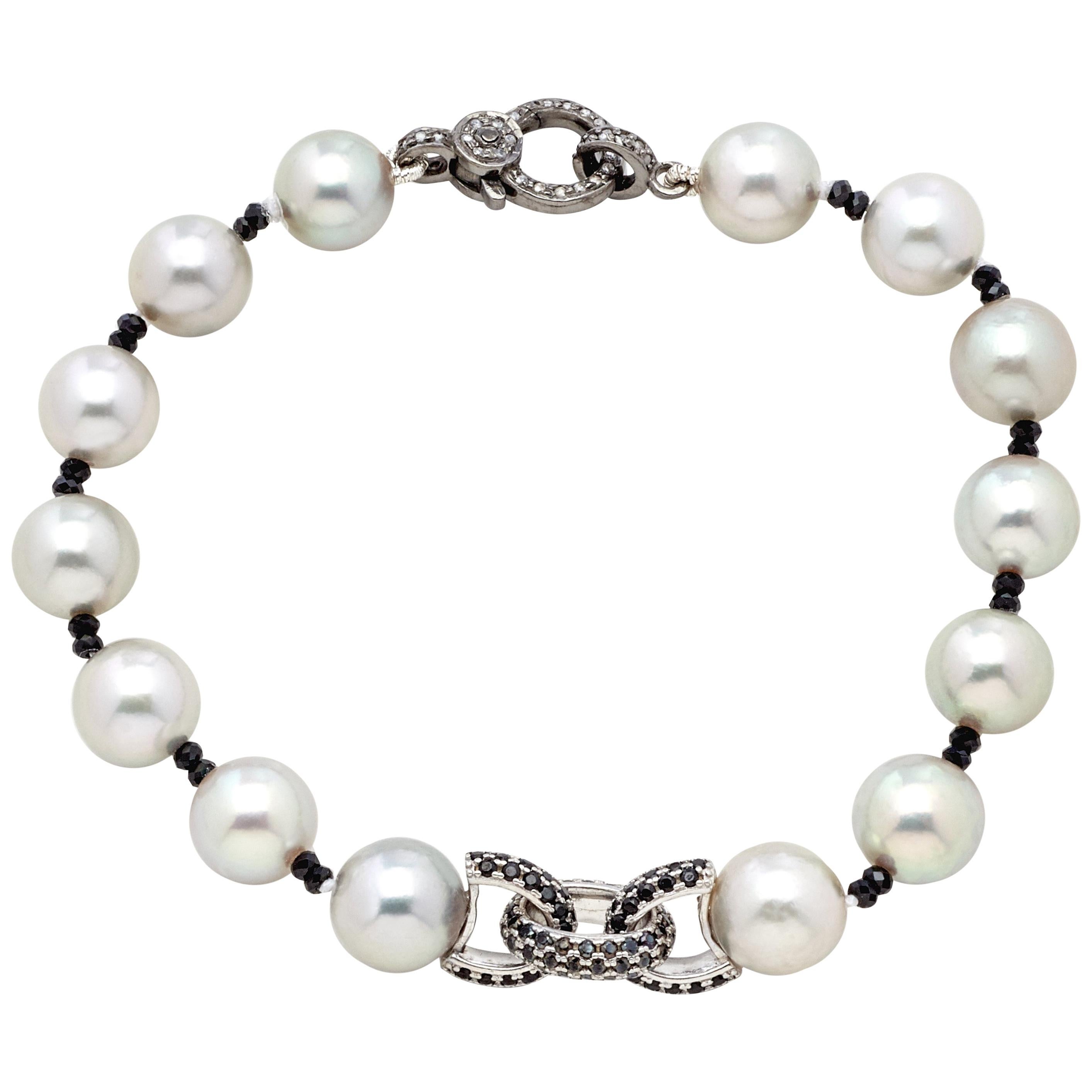 Susan VanGilder Akoya Pearl & Sterling Silver Sapphire Bracelet