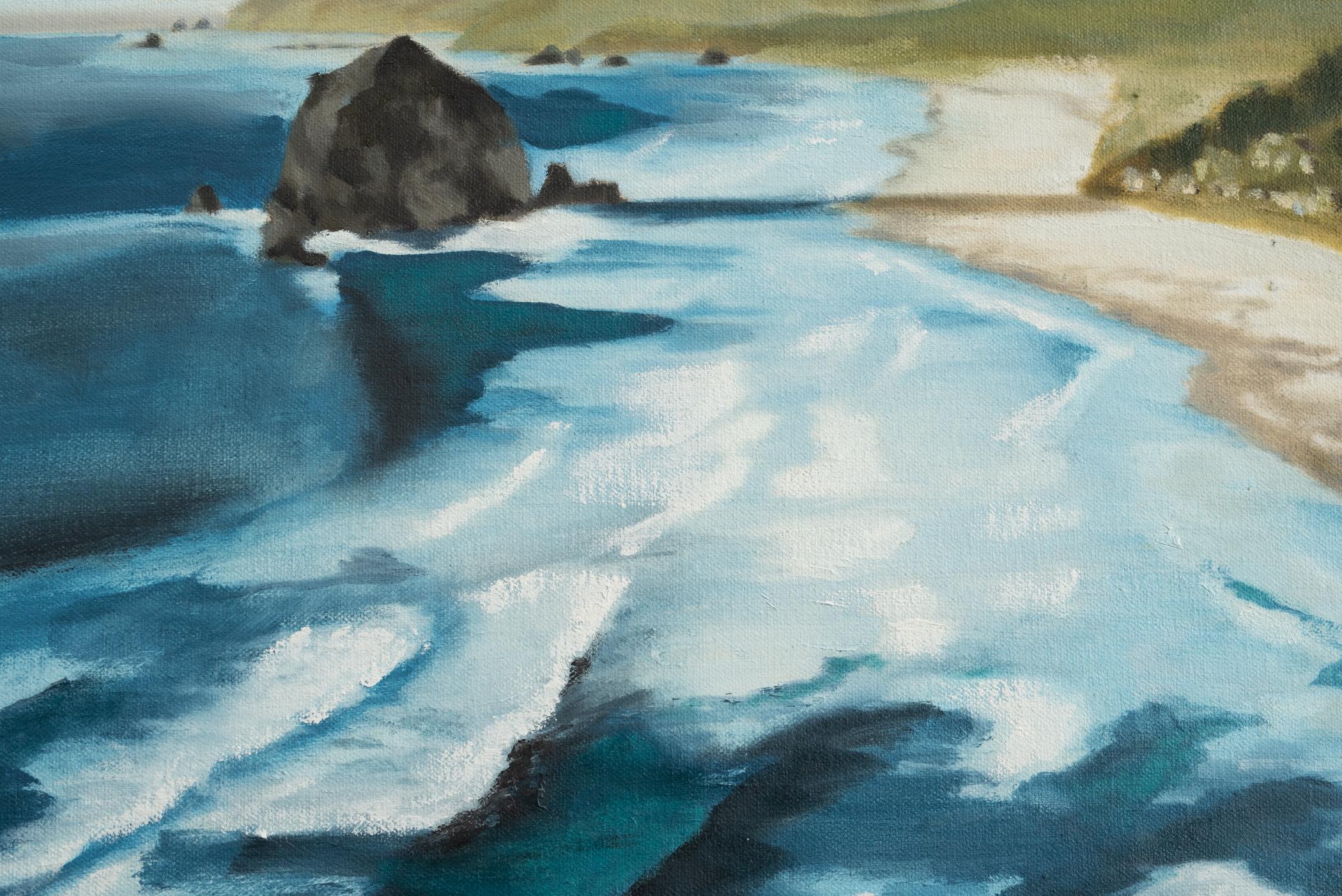 Blue Shapes of the Ocean, Oil Painting - American Realist Art by Susan Walker
