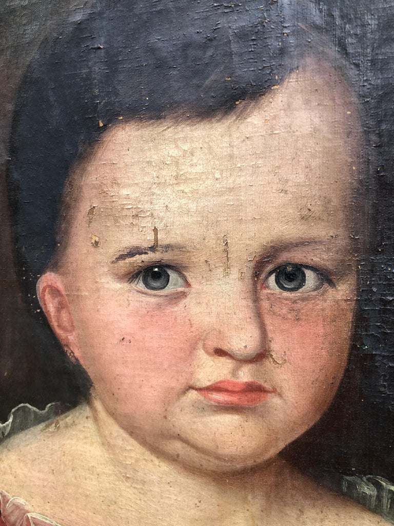 Susan Walters Folk Art Painting of a Young Boy For Sale at 1stDibs