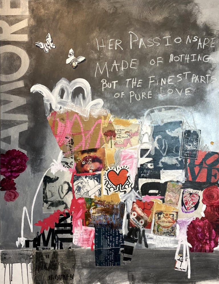 Susan Washington Sonnet 15 Textural Abstract Street Art Painting Soft Color White Brown Pink For Sale At 1stdibs