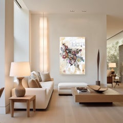 SS106 Bloom - Large Oversized Soft Neutral Abstract Floral Landscape Painting