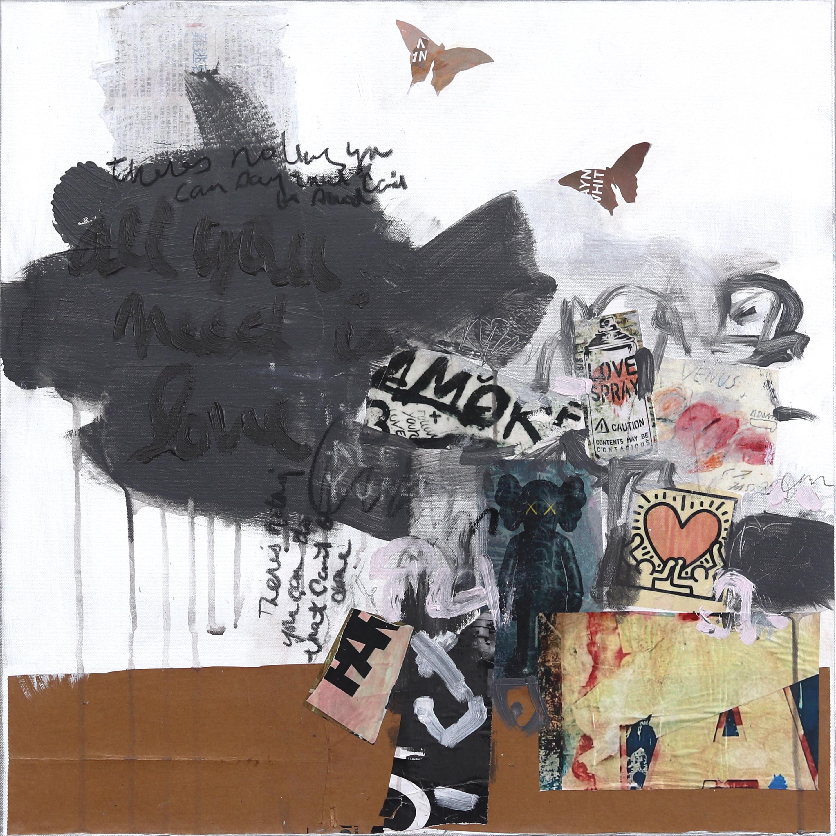 Abstract Painting de Susan Washington - Soneto del metro nº 134  All You Need - Arte callejero de técnica mixta sobre lienzo