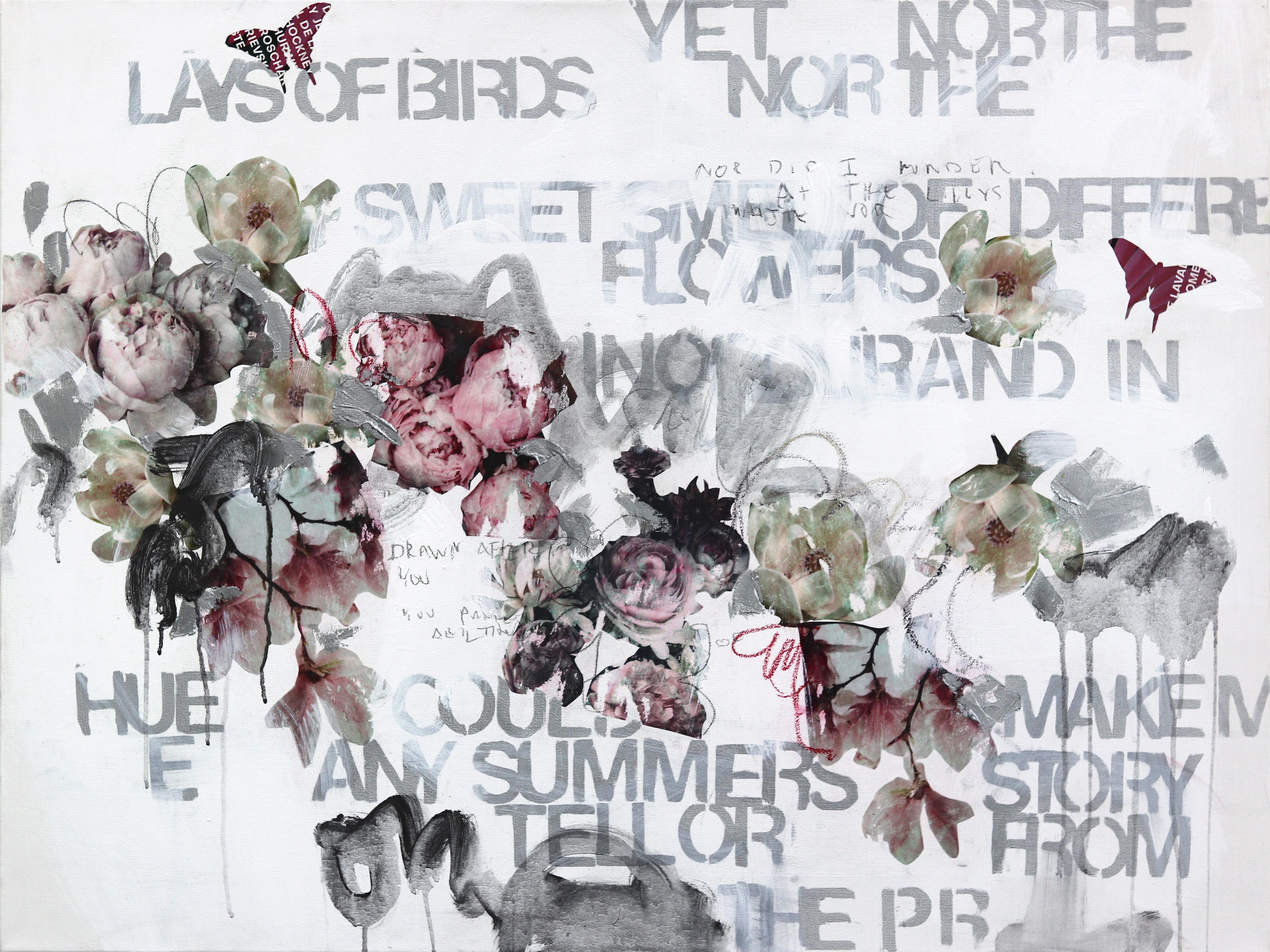 Subway Sonnet #144 - Expressionnisme abstrait et technique mixte poétique, œuvre d'art florale