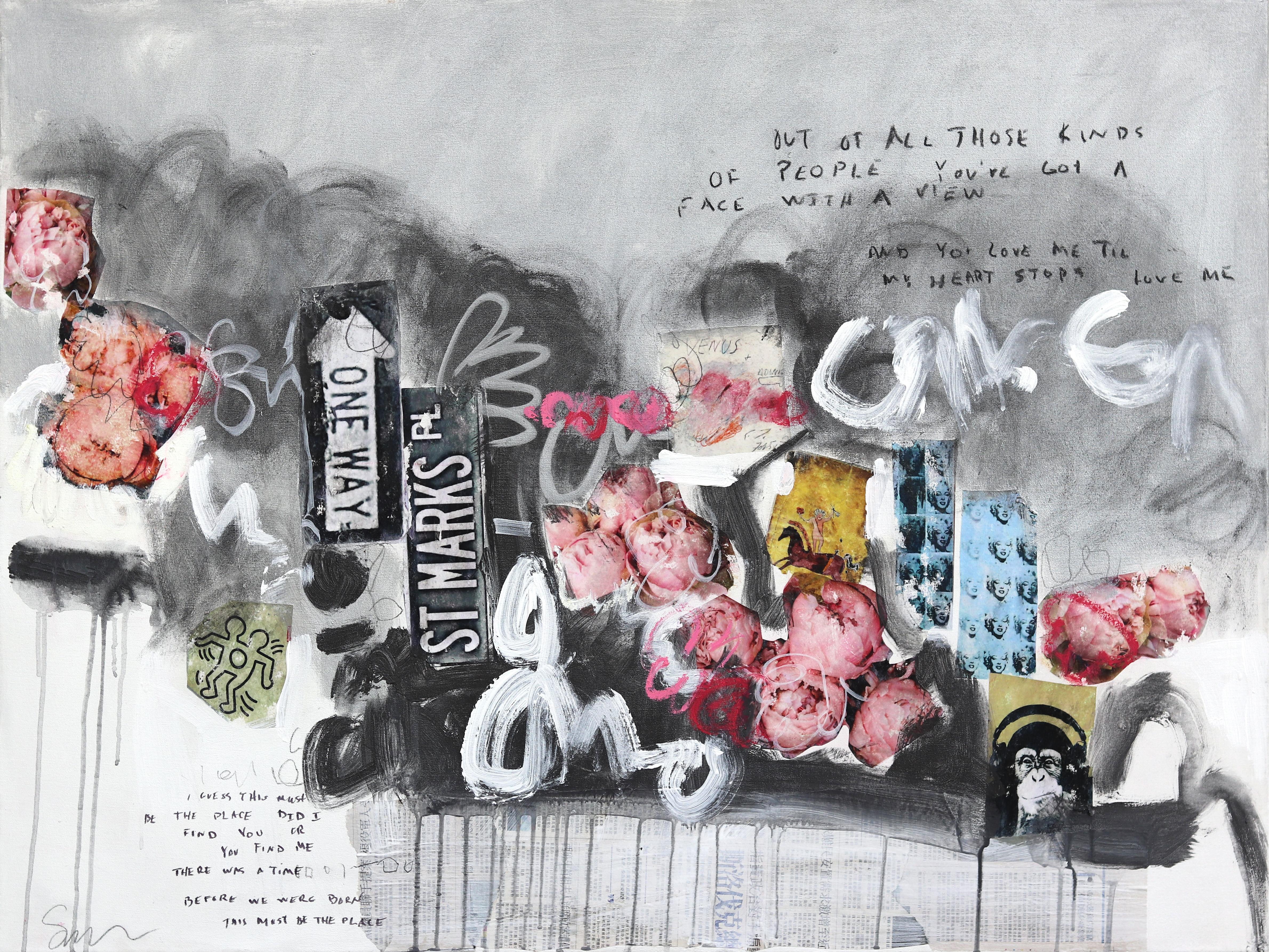 Subway Sonnet #148 - Urban Mixed Media Abstract Expressionism Floral Artwork
