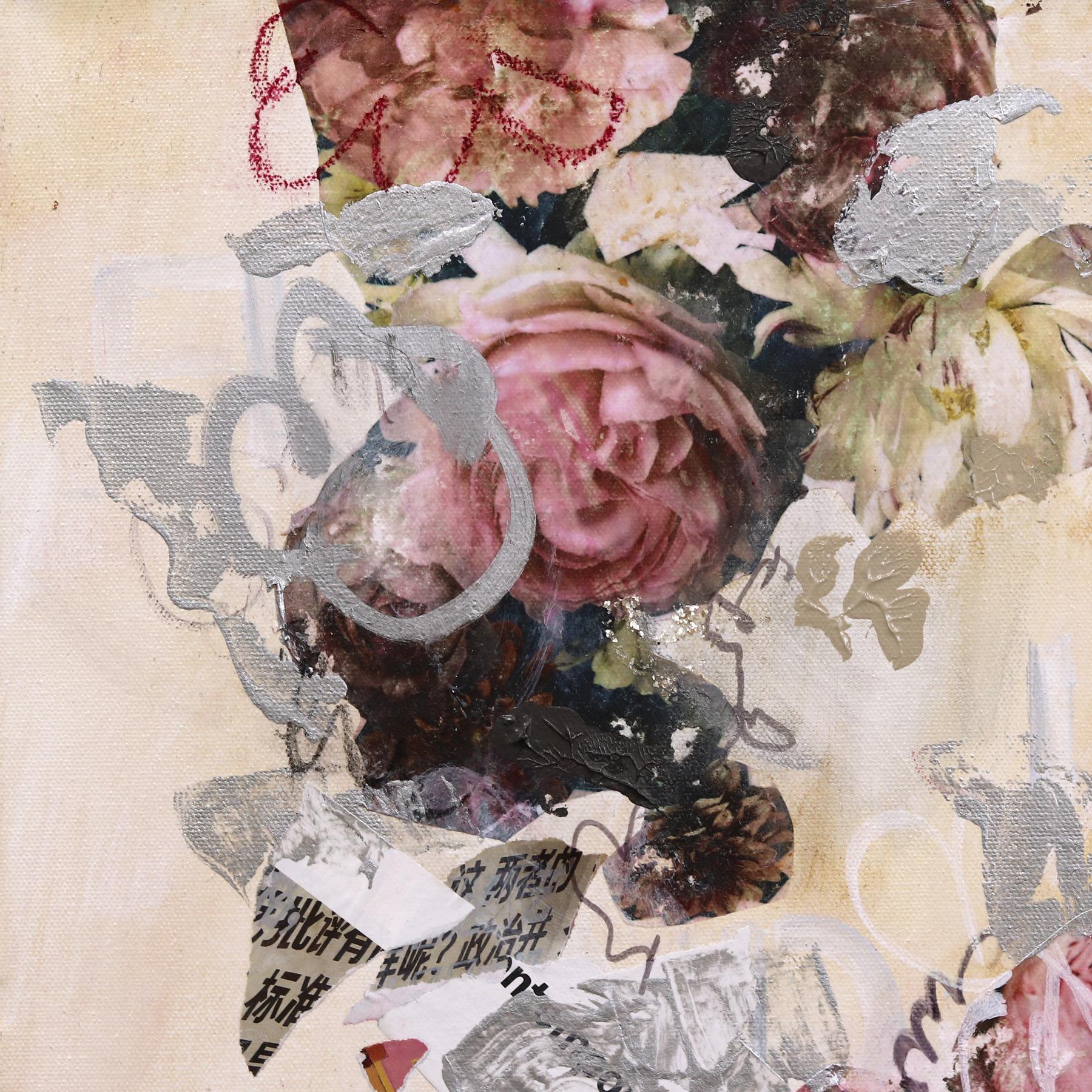 Subway Sonnet n° 156 - Œuvre d'art expressionniste florale abstraite et romantique en techniques mixtes - Expressionnisme abstrait Painting par Susan Washington