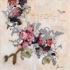 Subway Sonnet #156 - Obra de Arte Expresionista Floral Abstracta Romántica de Técnica Mixta