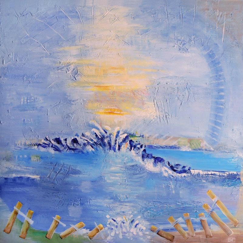 BLUE Series:
"People look at these paintings and ask "Do you live by the ocean?" No. I live in New York City. I've lived here most of my life and I've also been an artist since I can remember. My days are filled with tall buildings, cement,