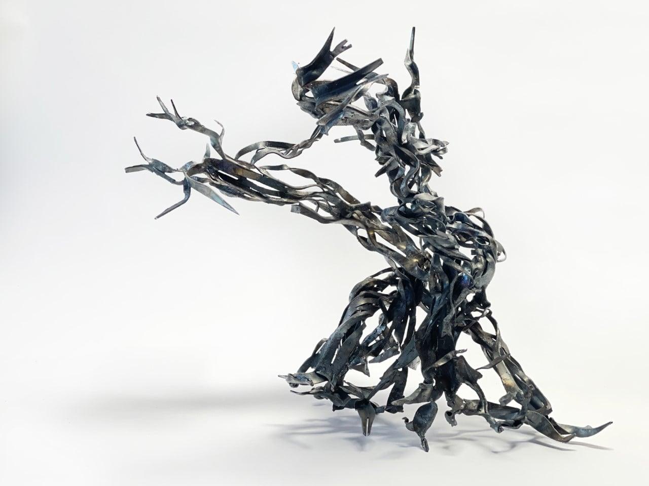 Abstract Sculpture de Susan Woods - Quad-drum : escultura contemporánea de acero y decoración del hogar
