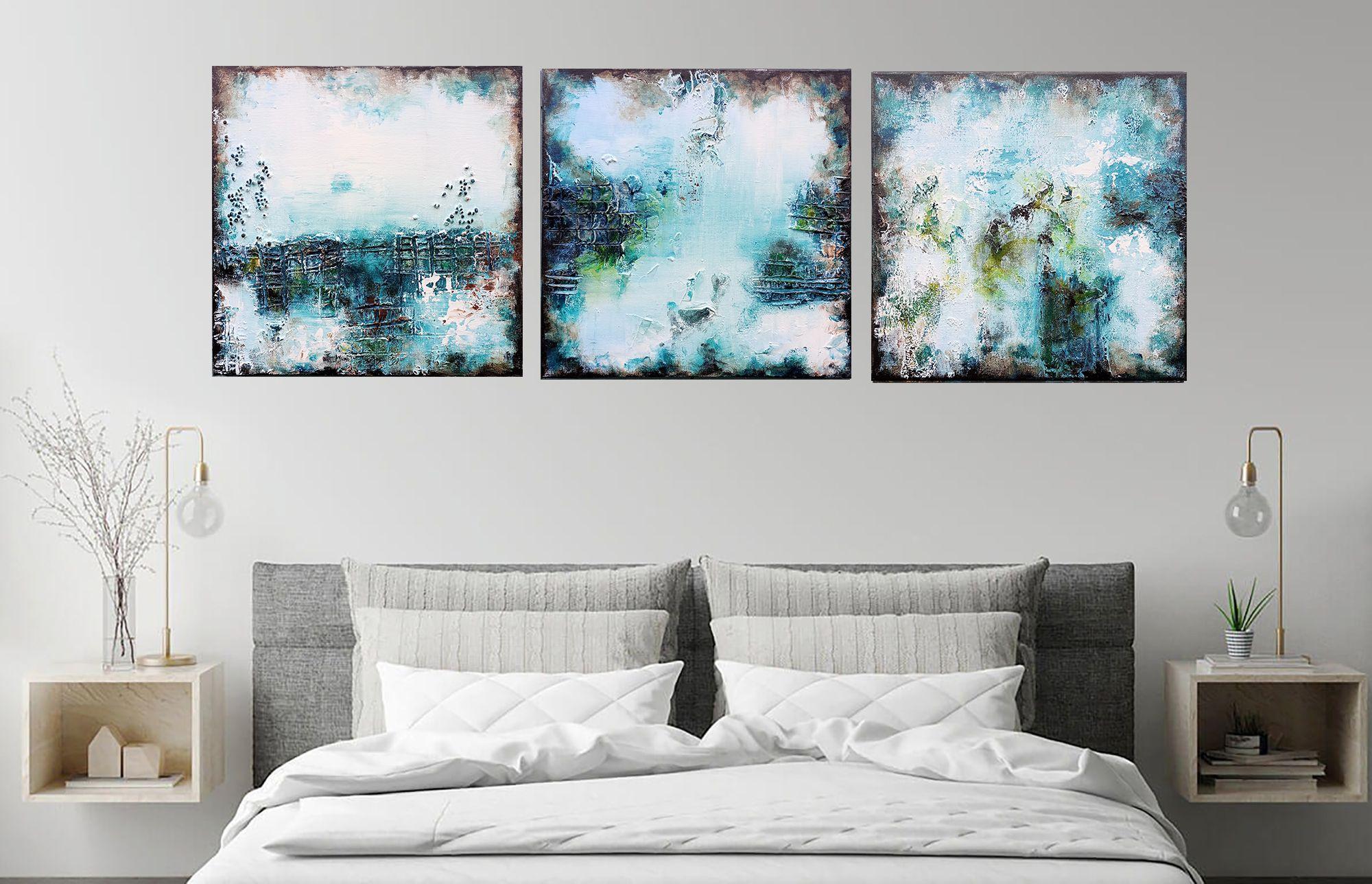 Tríptico Odisea Ambiental 150 x 50cm, Pintura, Acrílico sobre lienzo - Painting de Susan Wooler