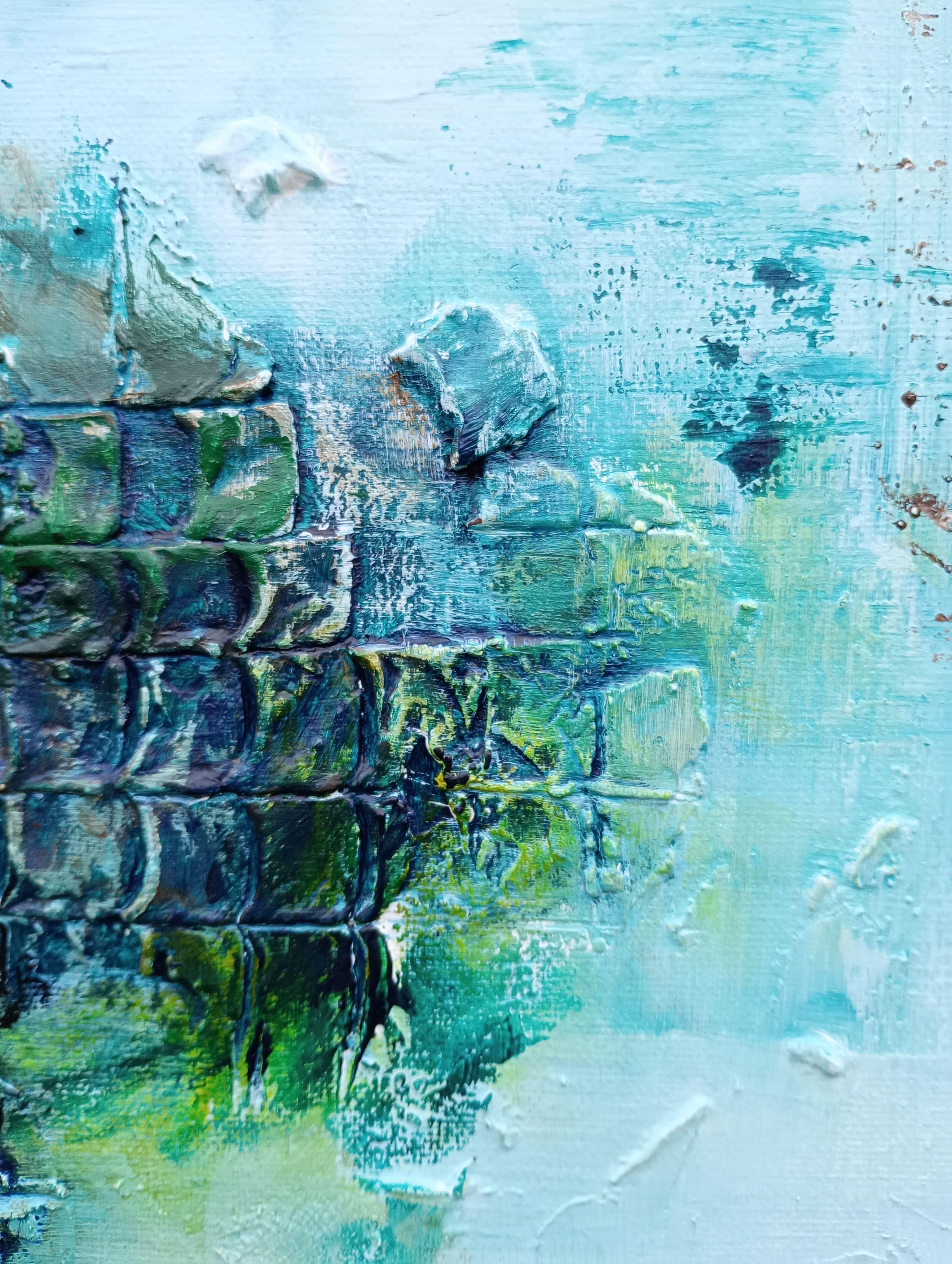 Tríptico Odisea Ambiental 150 x 50cm, Pintura, Acrílico sobre lienzo - Painting Abstracto de Susan Wooler