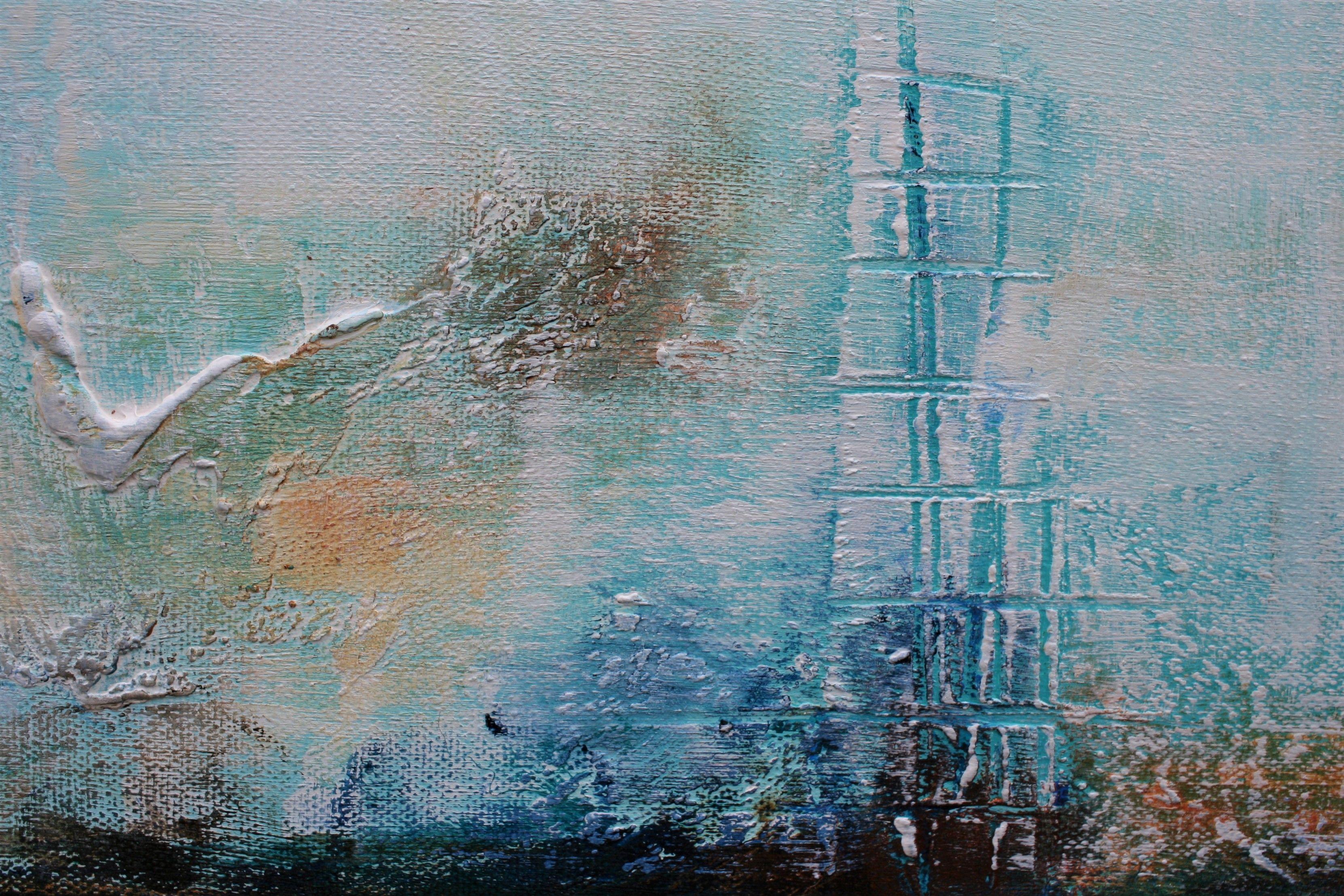 Beyond The Horizon Large 3D Textured, Painting, Acrylic on Canvas - Gray Abstract Painting by Susan Wooler