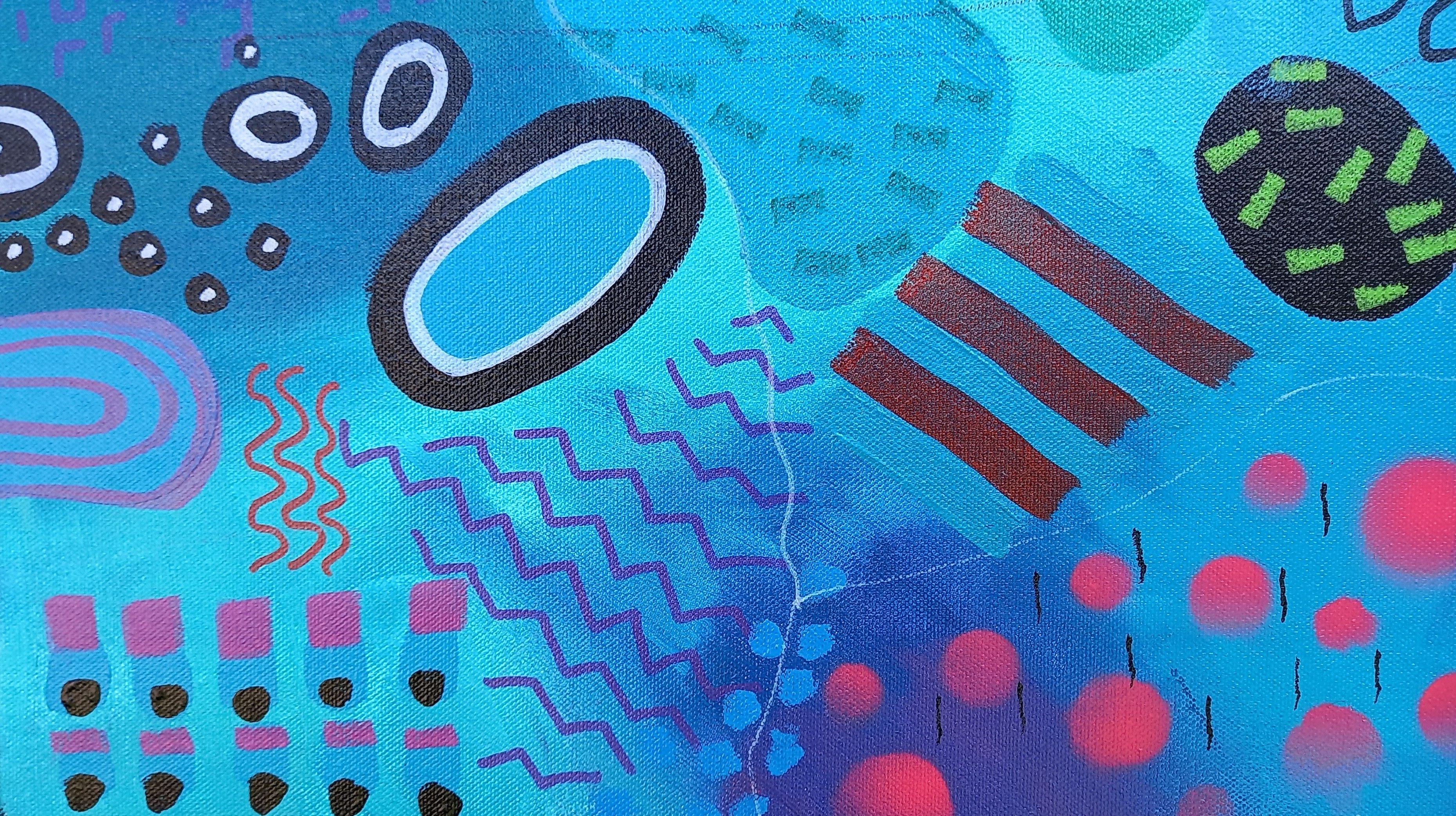 Barriera corallina 70 x 70 cm Quadro astratto, Pittura, Acrilico su tela - Painting Astratto di Susan Wooler