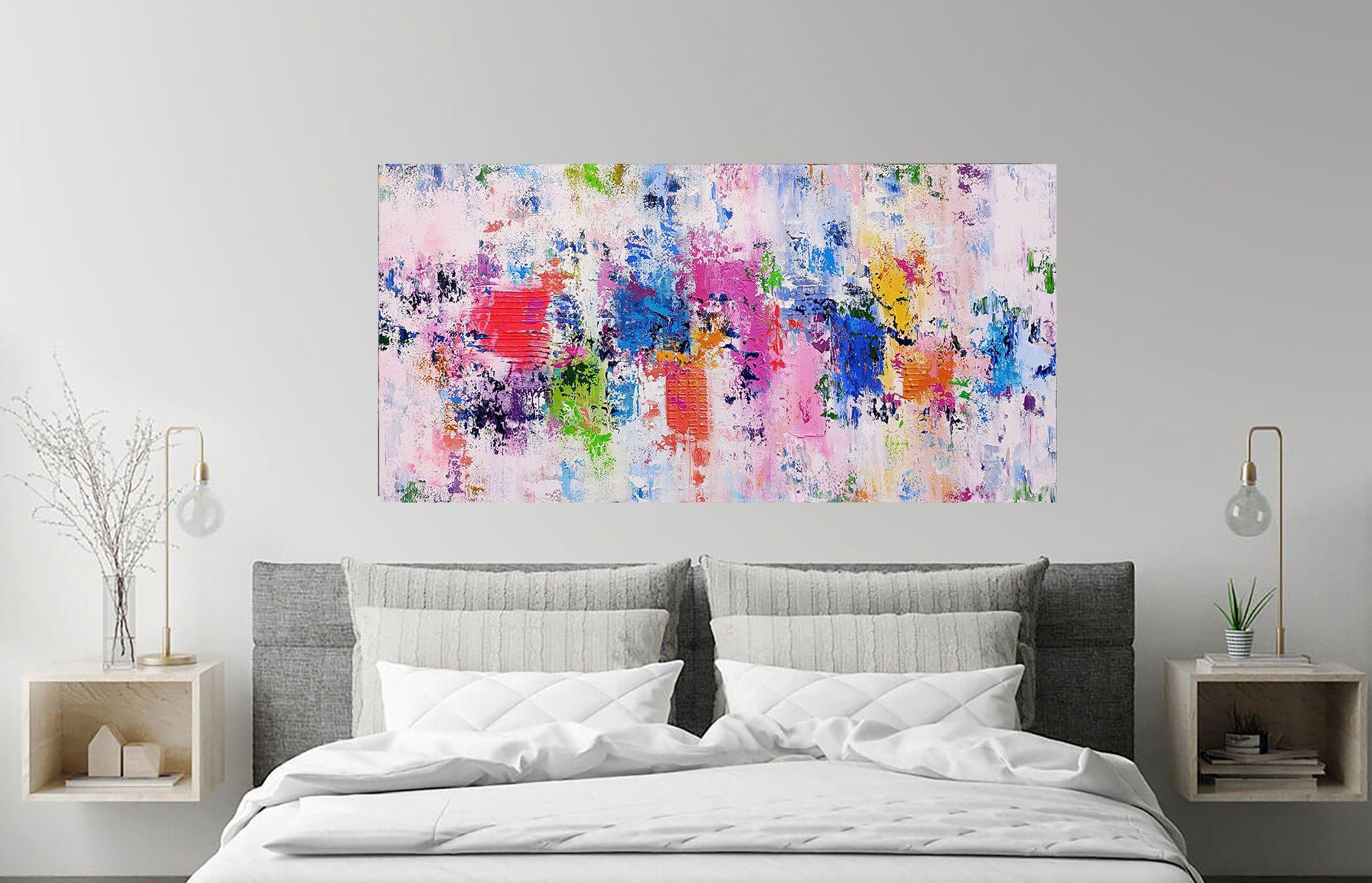 Elevate II - Pittura astratta a trama colorata di grandi dimensioni, Acrilico su tela - Painting Astratto di Susan Wooler