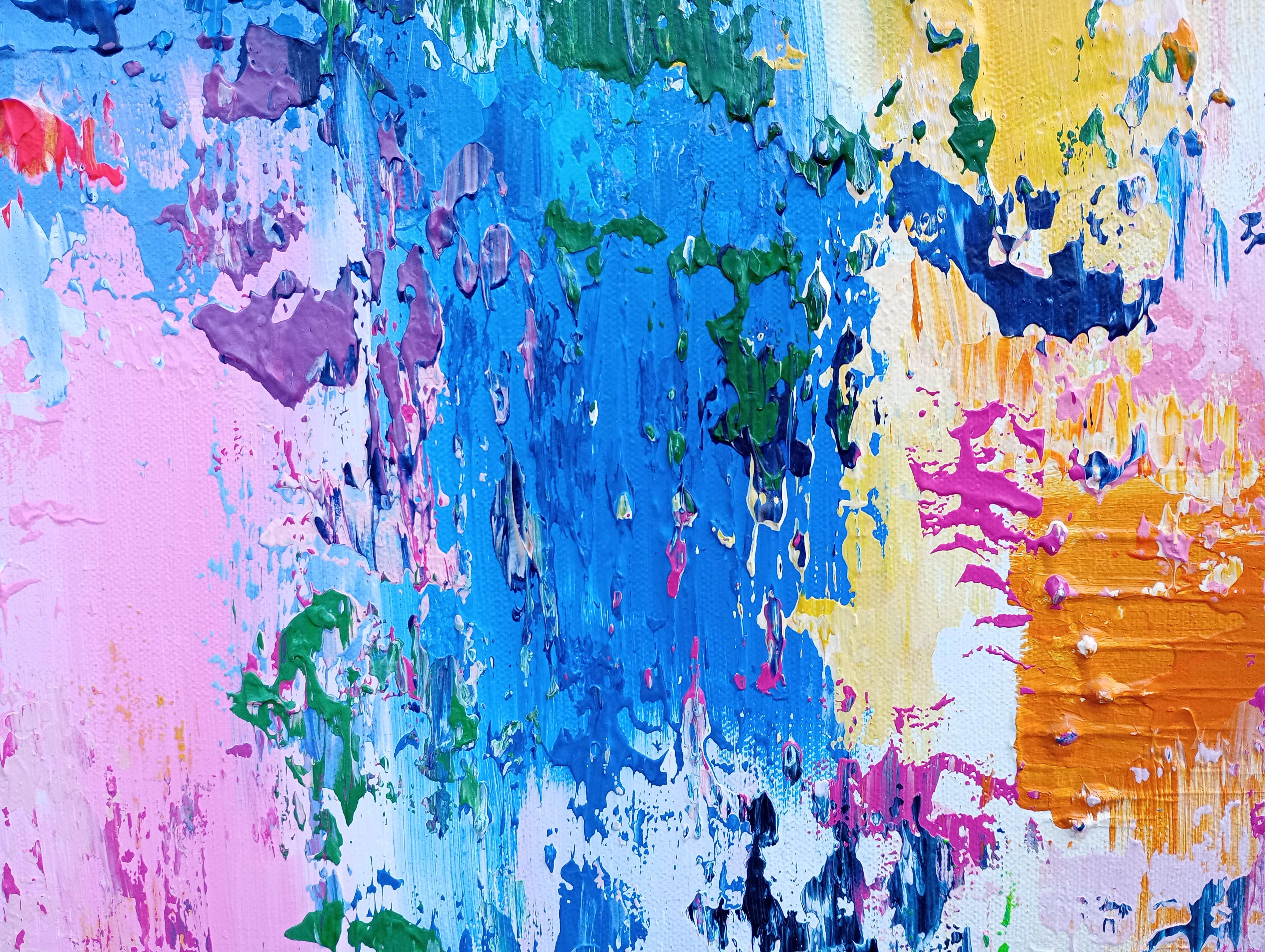 Elevate II - Pittura astratta a trama colorata di grandi dimensioni, Acrilico su tela - Abstract Painting Grigio di Susan Wooler