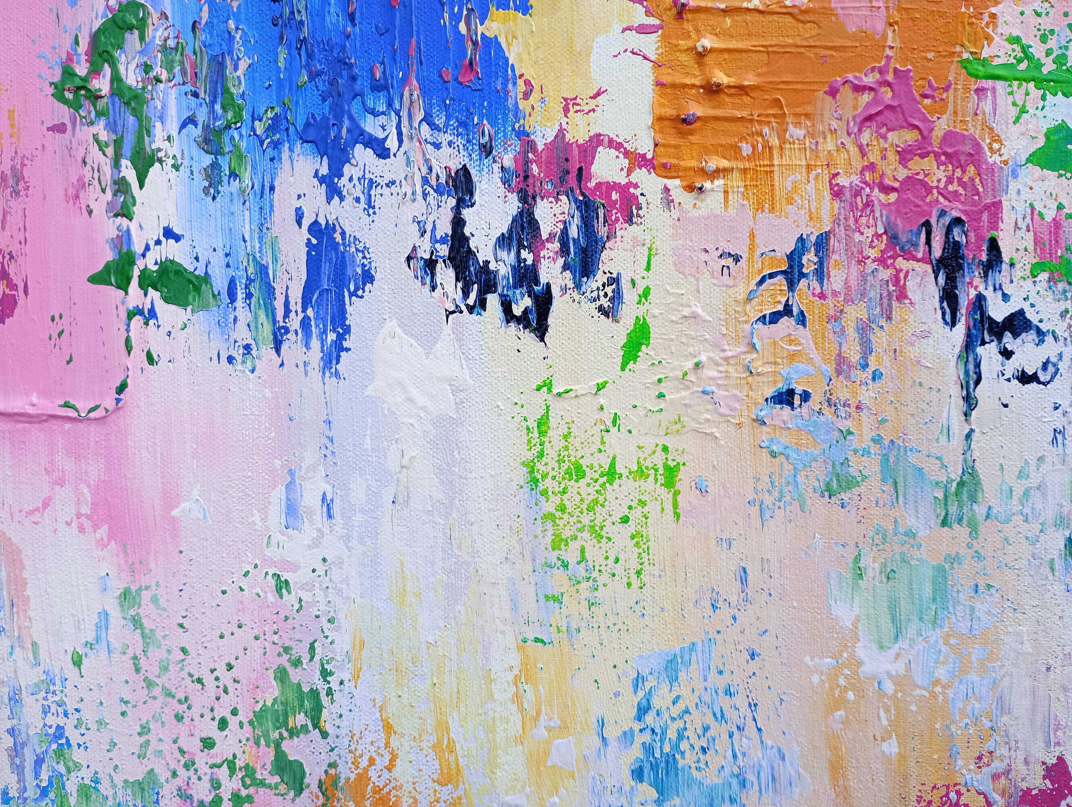 Elevate II - Arte astratta a trama colorata di grandi dimensioni 122 x 61 cm    Texture profonda, struttura e crepe sono state utilizzate per creare questo dipinto astratto contemporaneo e colorato che cattura l'attenzione.    Dimensioni complessive