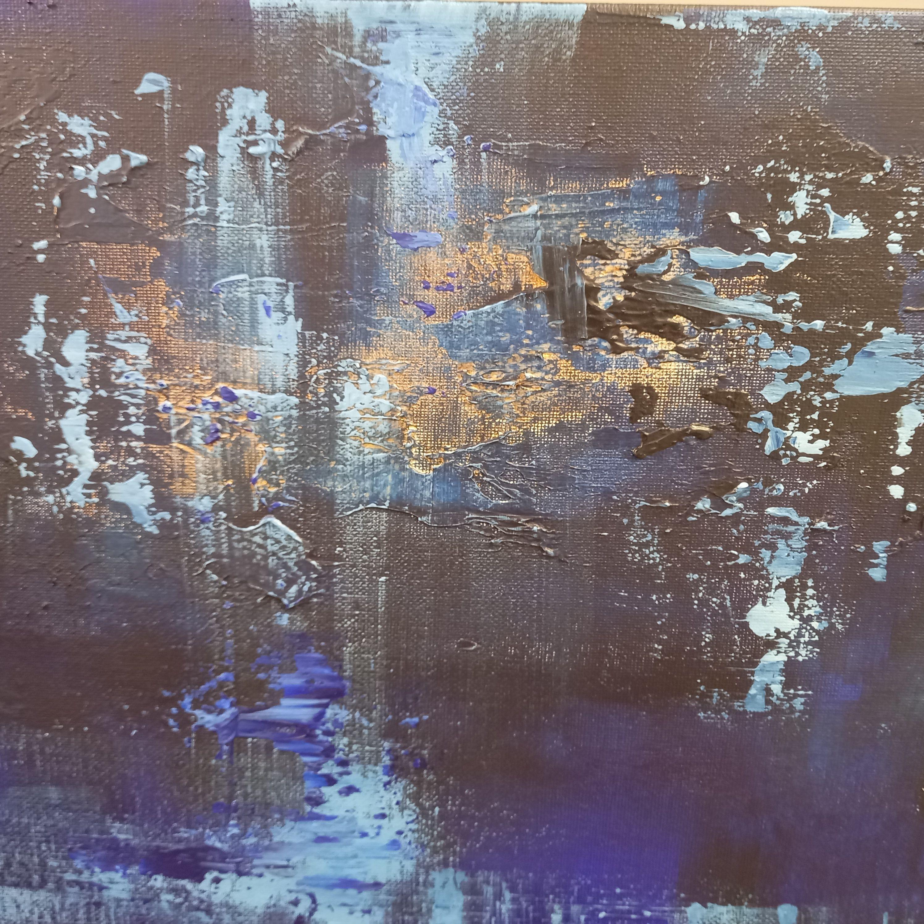 Galleggiante in Paradiso II 80cm x 30cm Struttura, Pittura, Acrilico su Tela - Painting Astratto di Susan Wooler
