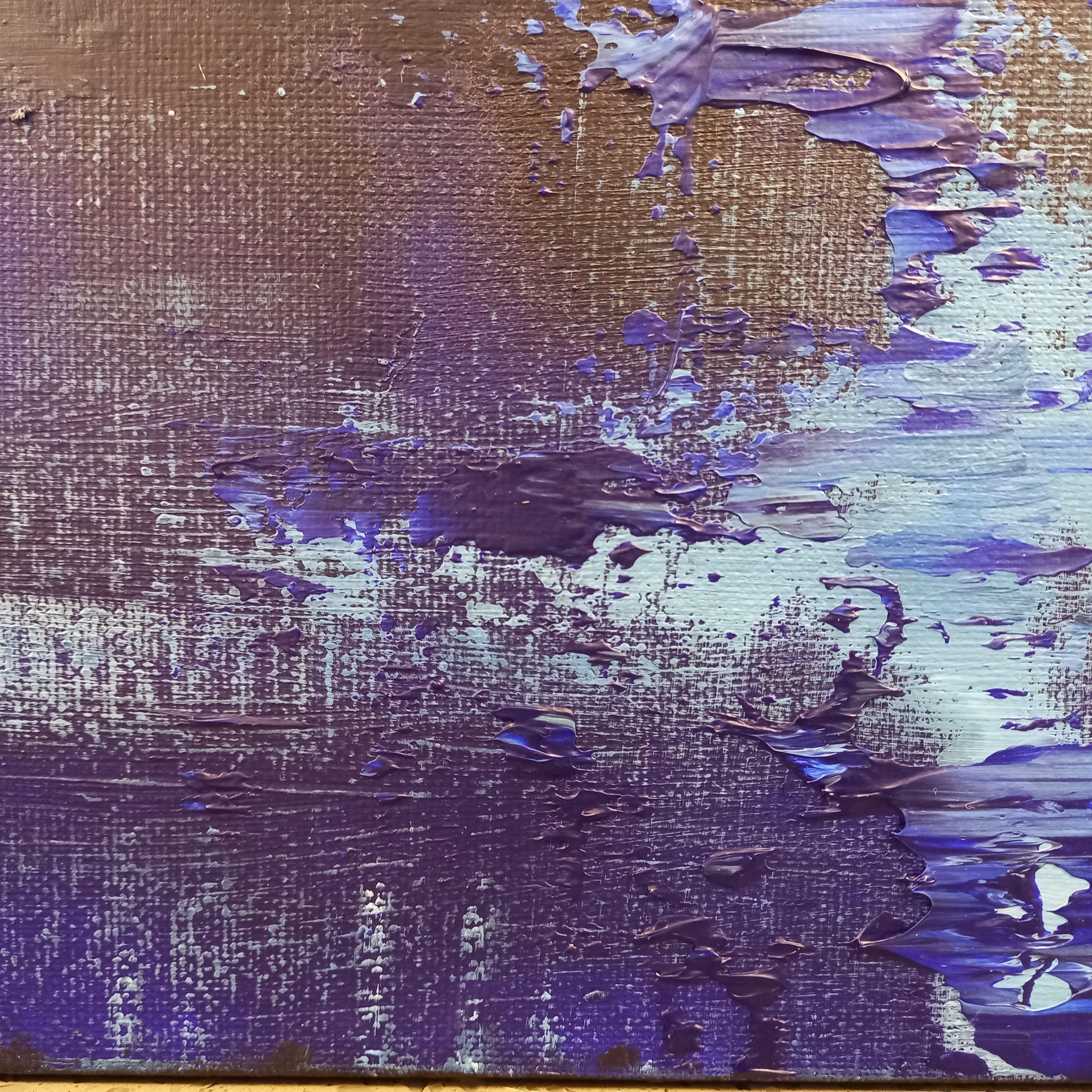 Galleggiante in Paradiso II 80cm x 30cm Struttura, Pittura, Acrilico su Tela - Abstract Painting Viola di Susan Wooler