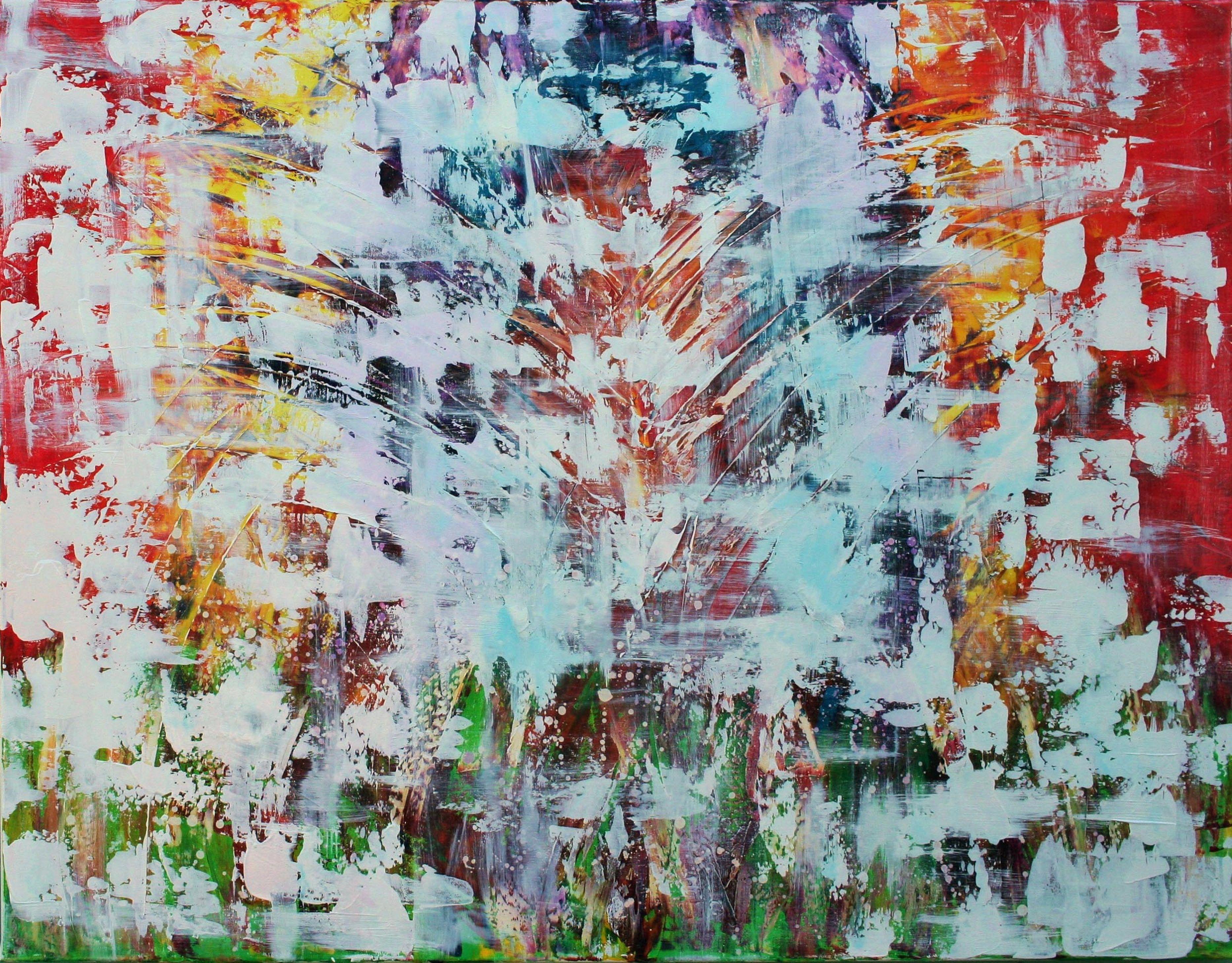 Susan Wooler Abstract Painting - Here Comes The Sun, Painting, Oil on Canvas